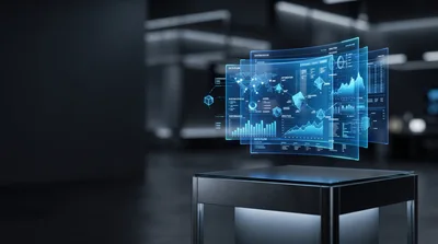 Holographic Data Visualization Interface Displaying Global Analytics