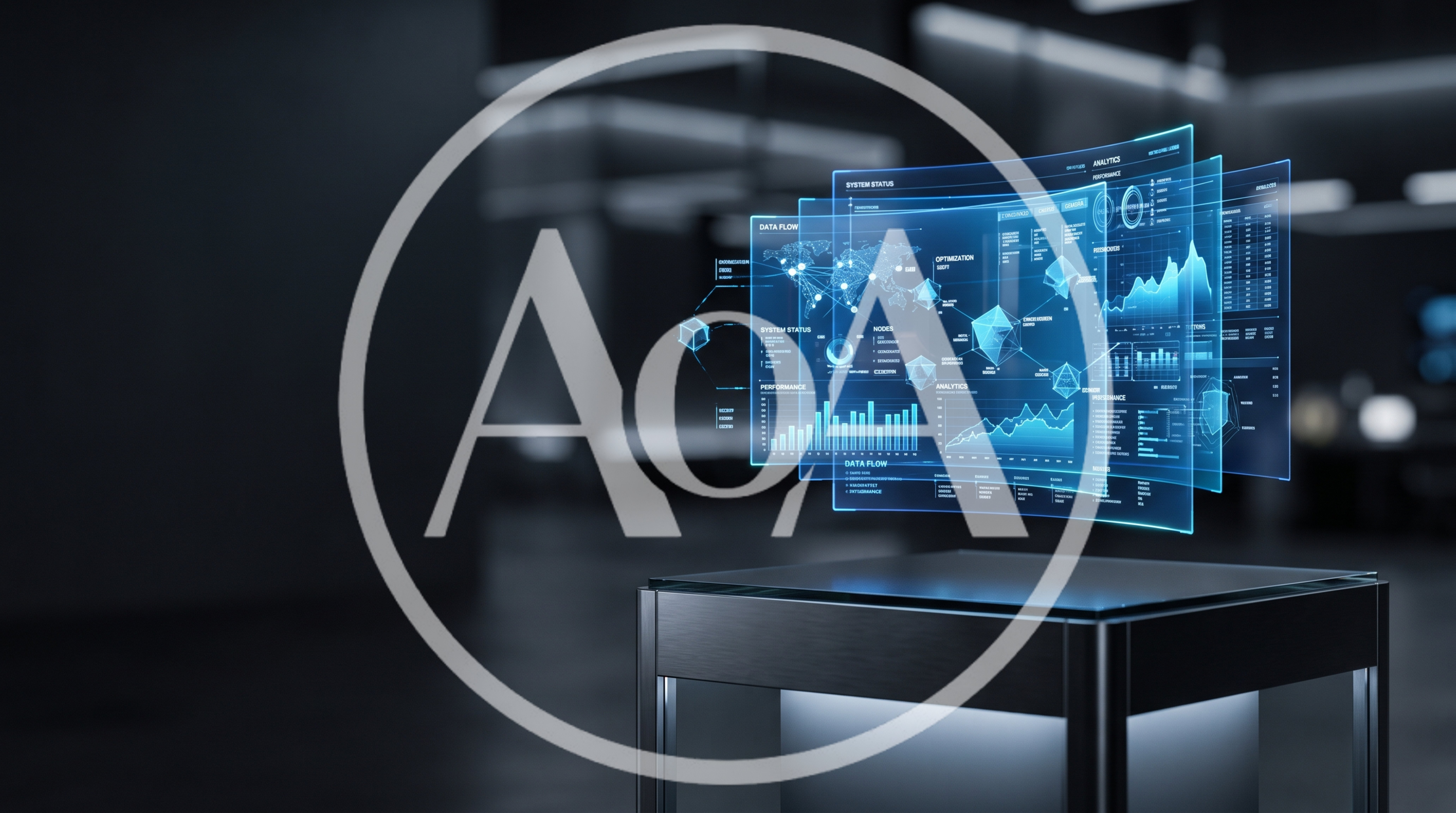 Holographic Data Visualization Interface Displaying Global Analytics