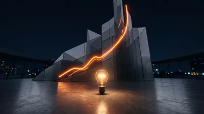 Glowing Light Bulb With Abstract Growth Chart