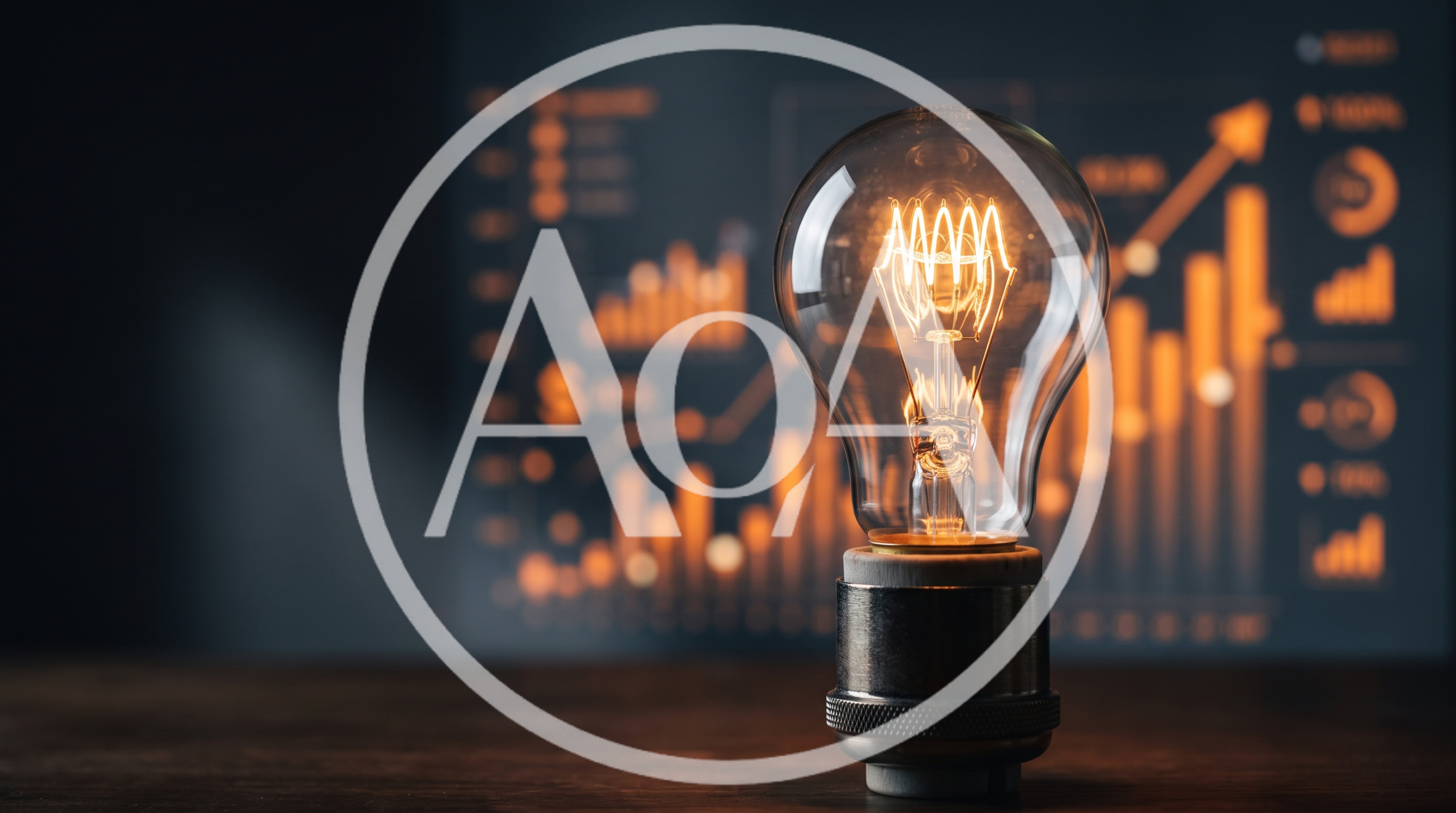 Glowing Light Bulb Against Financial Data Charts