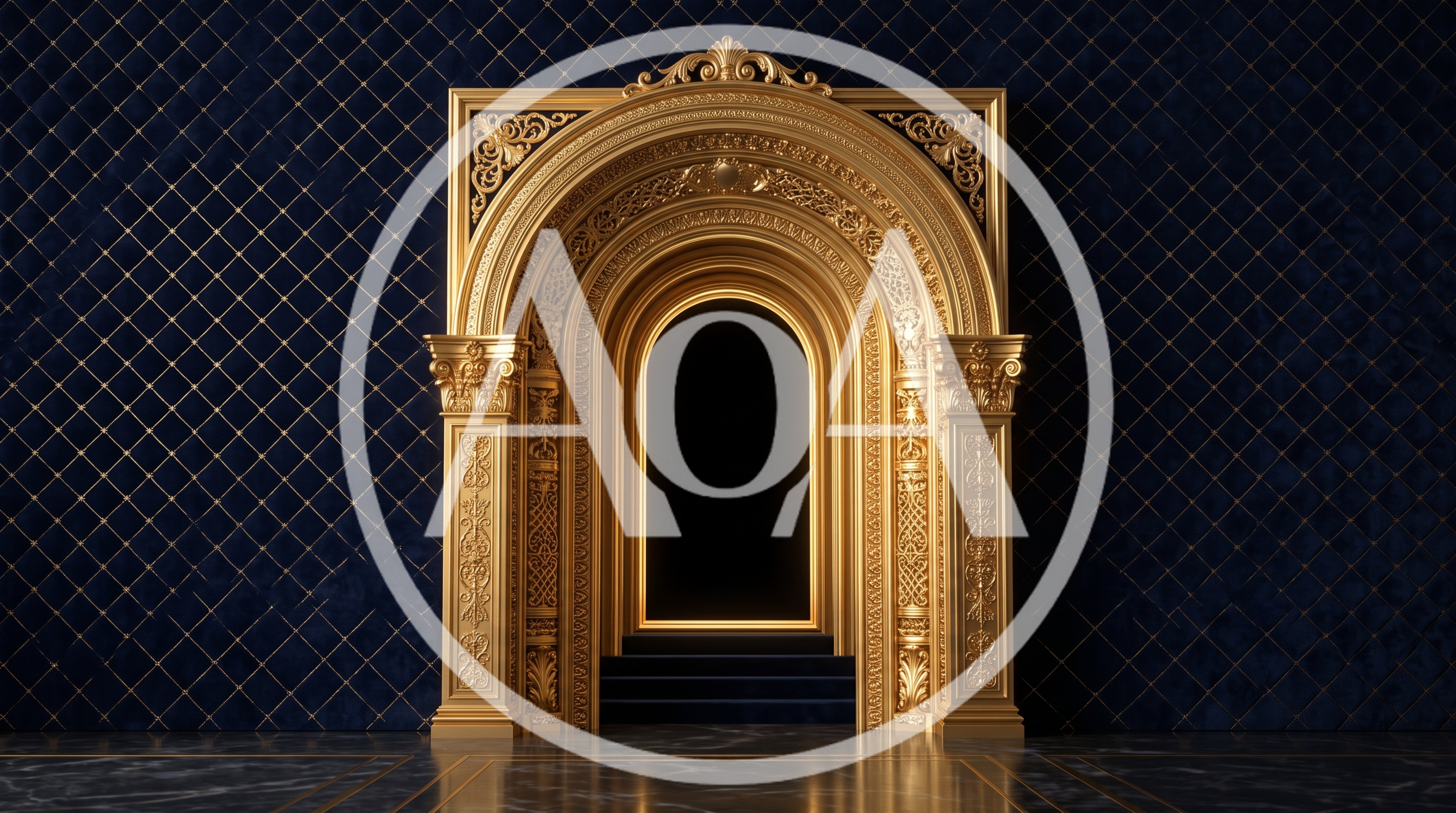 Ornate Golden Archway With Dark Velvet Background
