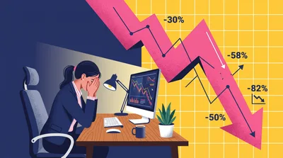 Stressed Businesswoman Looking At Declining Stock Market Chart