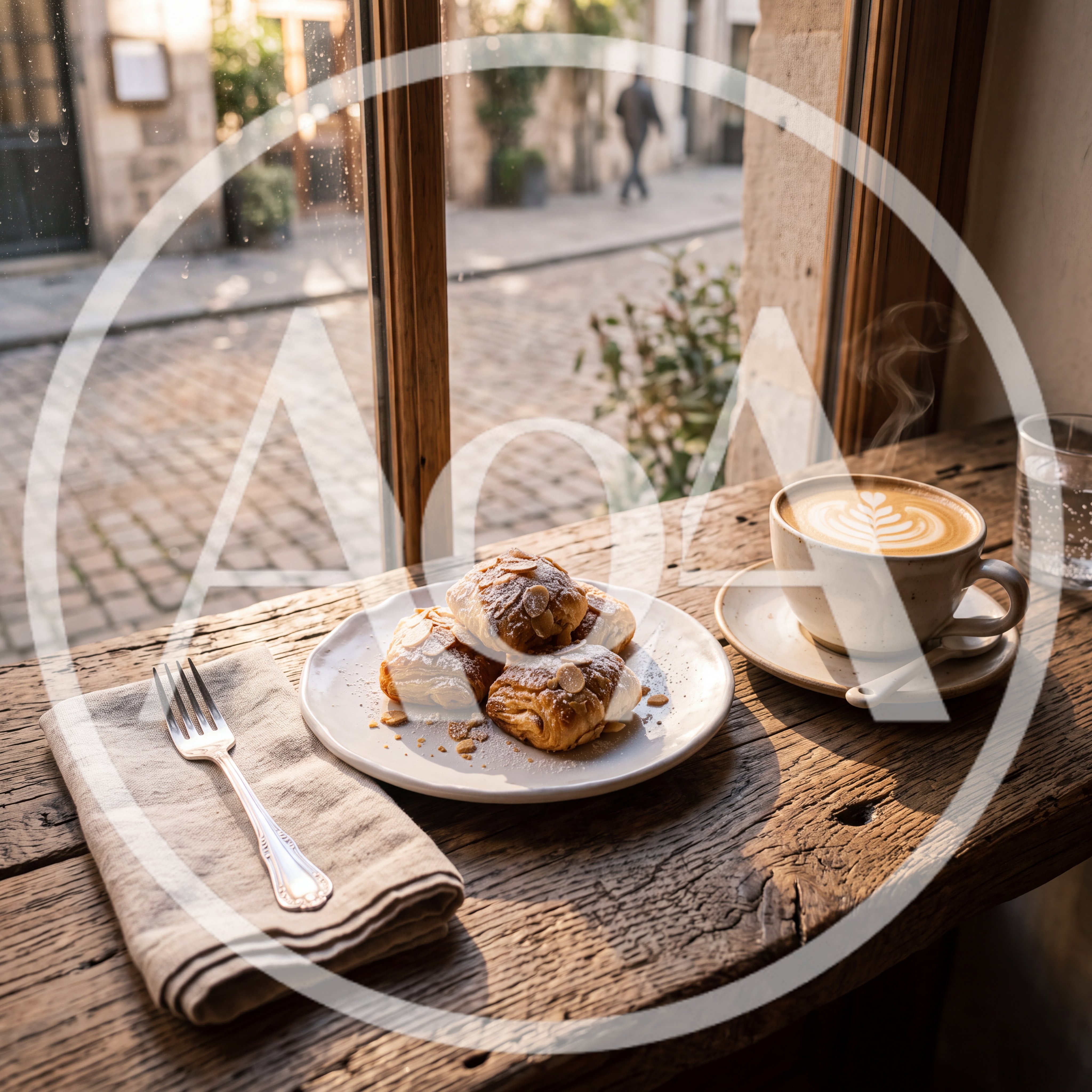 Morning Coffee And Pastries By A Cafe Window