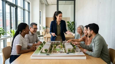 Architect Presenting Residential Development Model To Clients