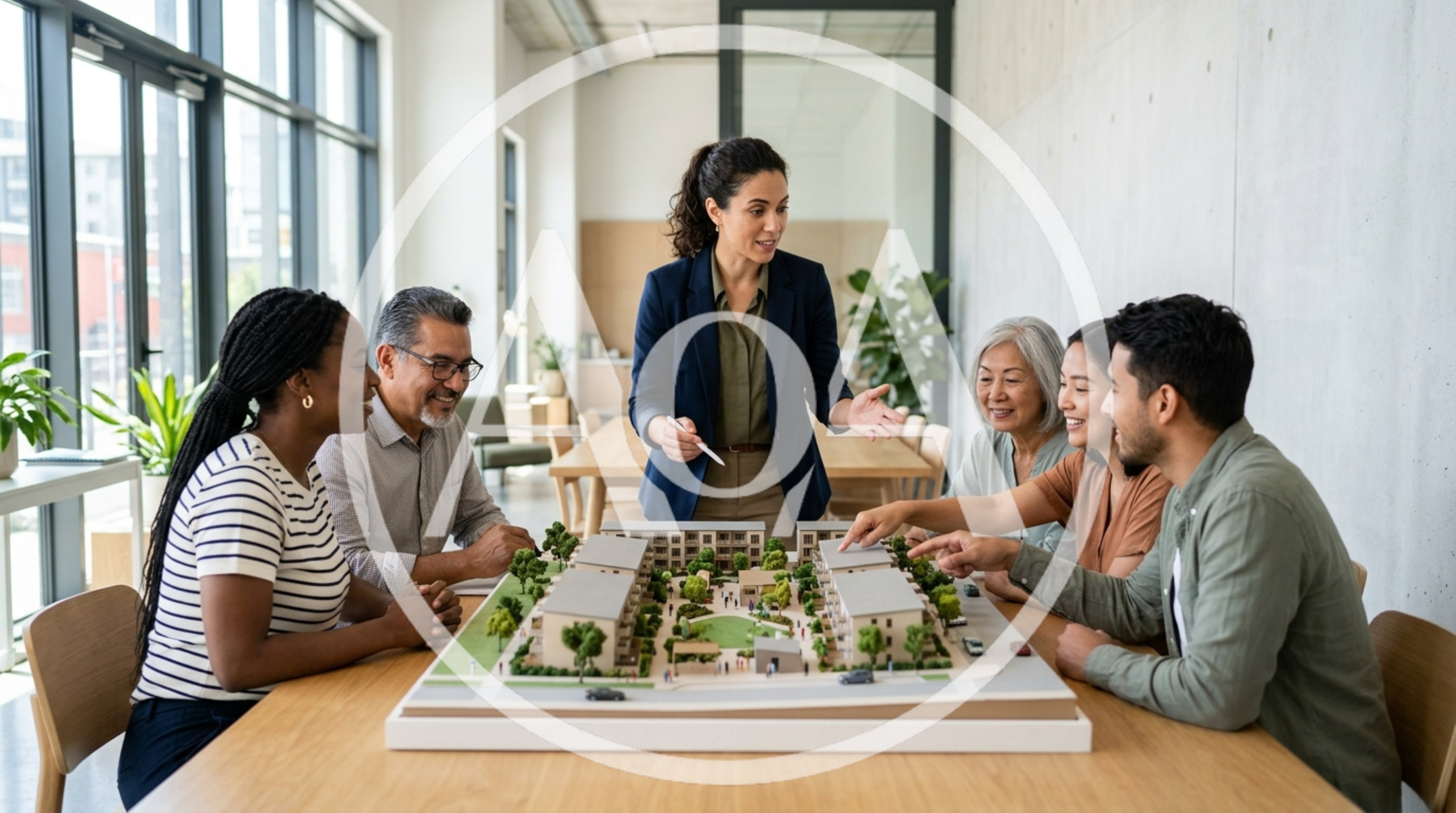Architect Presenting Residential Development Model To Clients