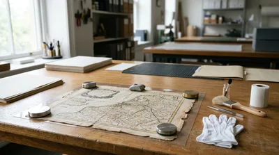 Antique Map Restoration in a Professional Conservation Studio