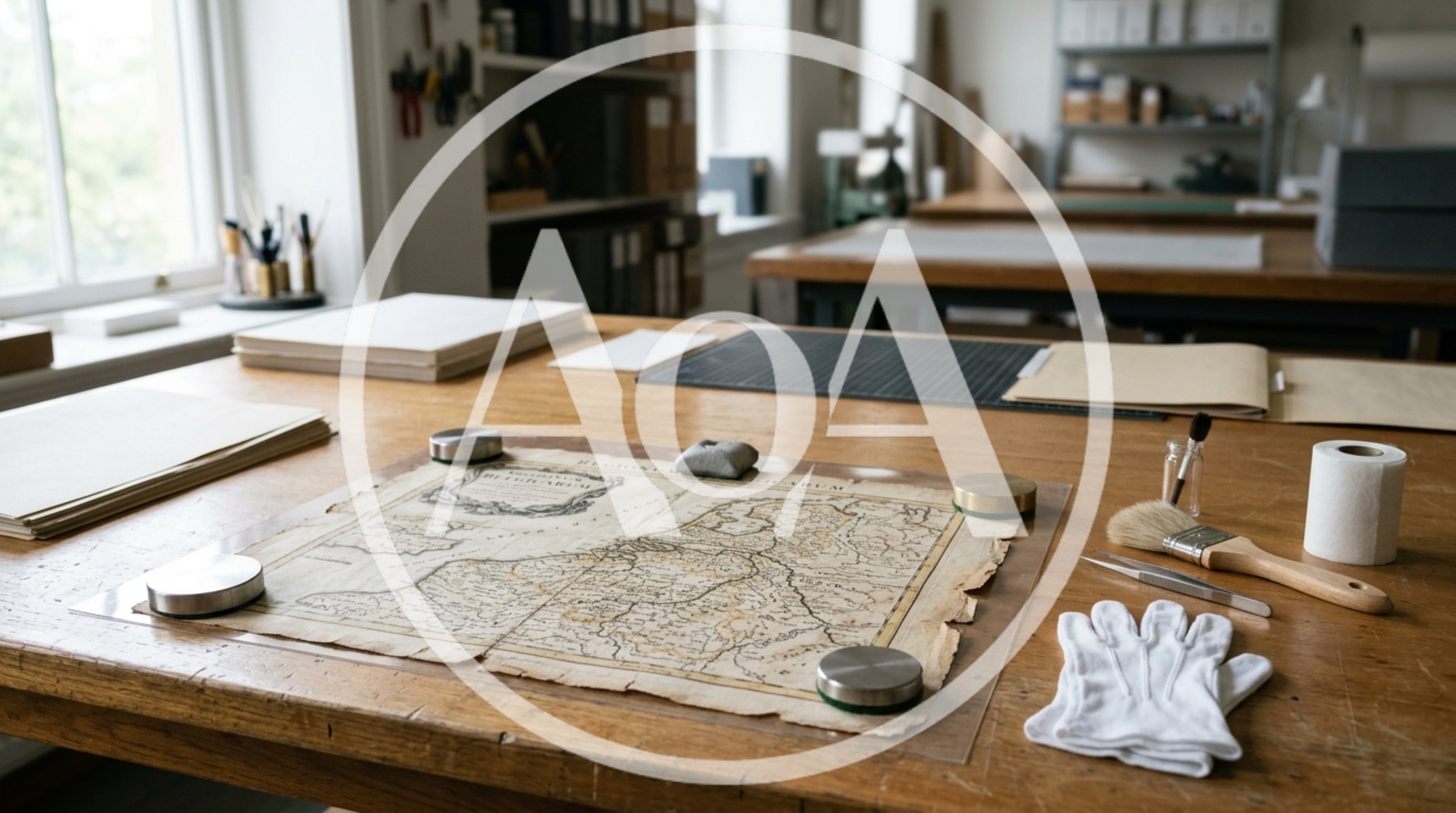 Antique Map Restoration in a Professional Conservation Studio