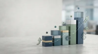 3D Bar Chart Representing Business Growth and Financial Success