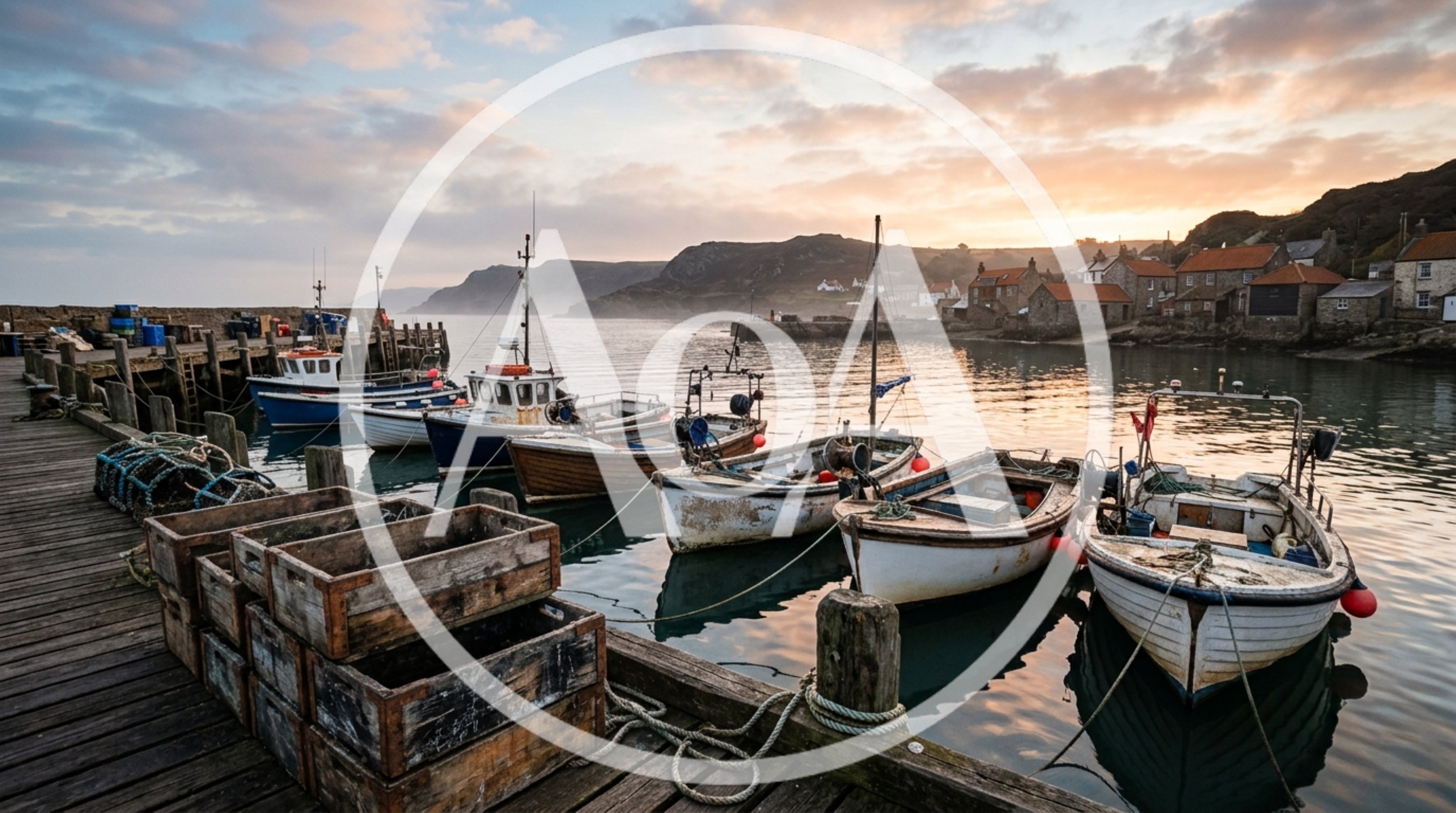 Fishing Boats Moored at a Picturesque Coastal Harbor