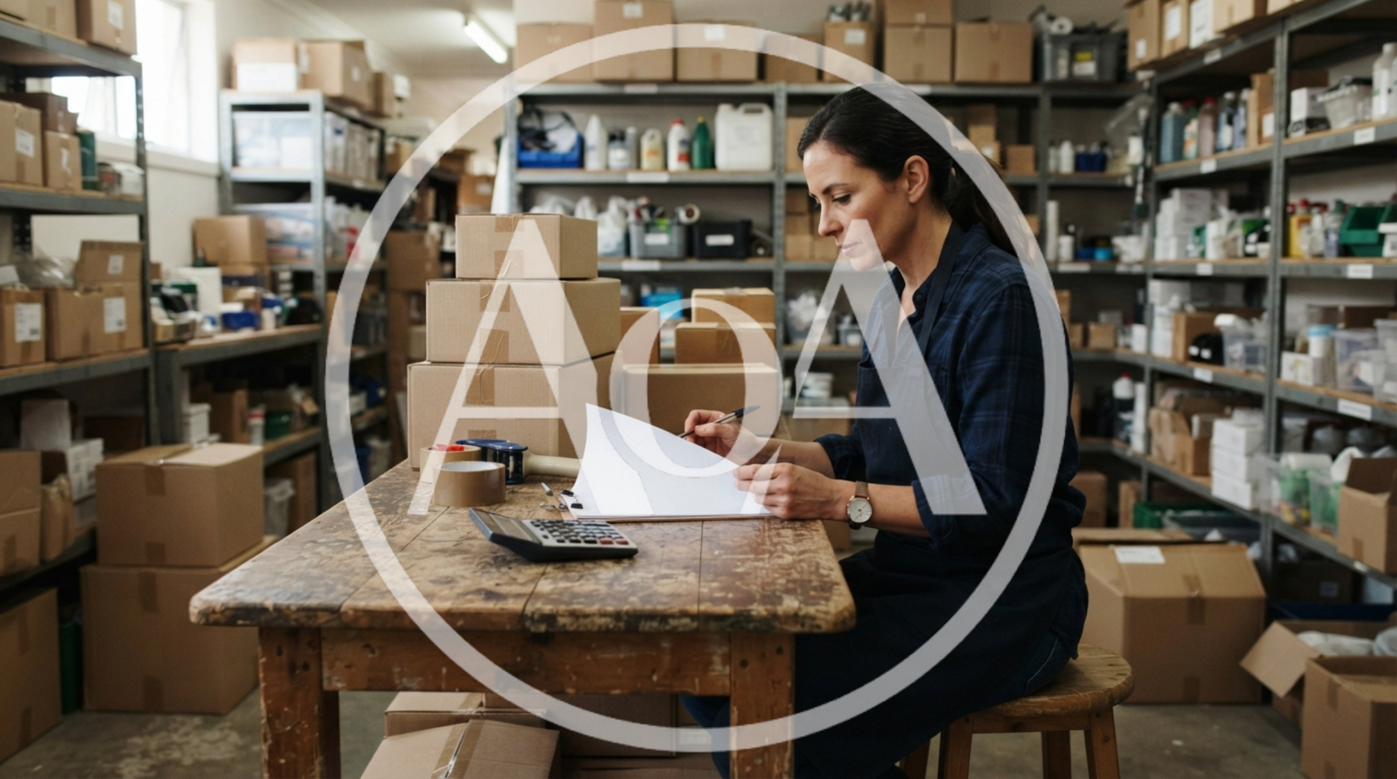 Warehouse Worker Organizing Inventory and Shipping Orders