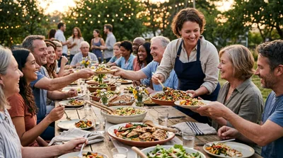 Diverse Group Enjoying Outdoor Dinner Party