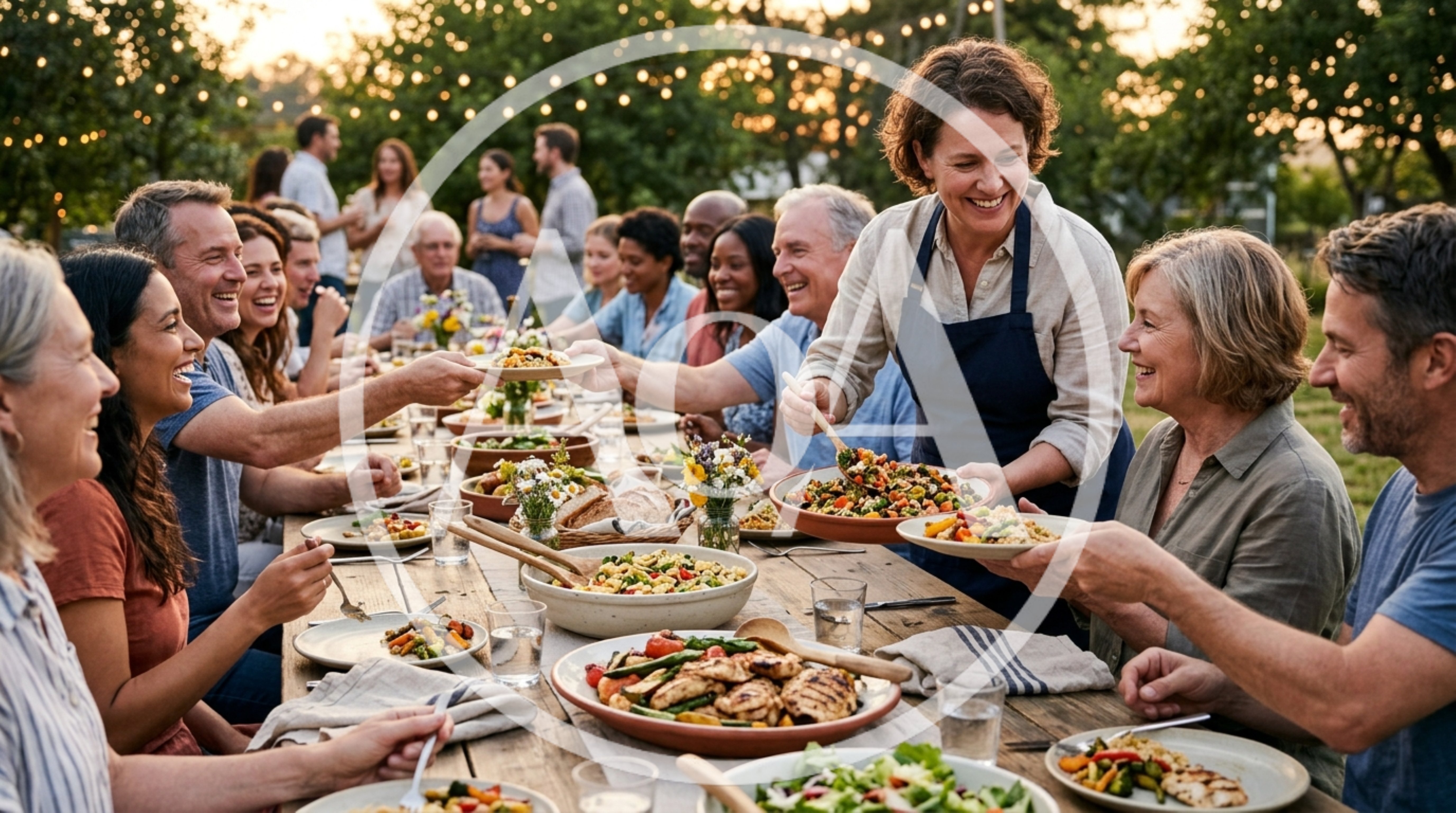Diverse Group Enjoying Outdoor Dinner Party