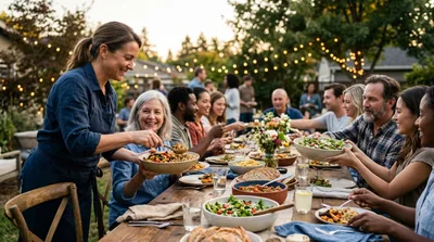 Diverse Group Enjoying Outdoor Dinner Party