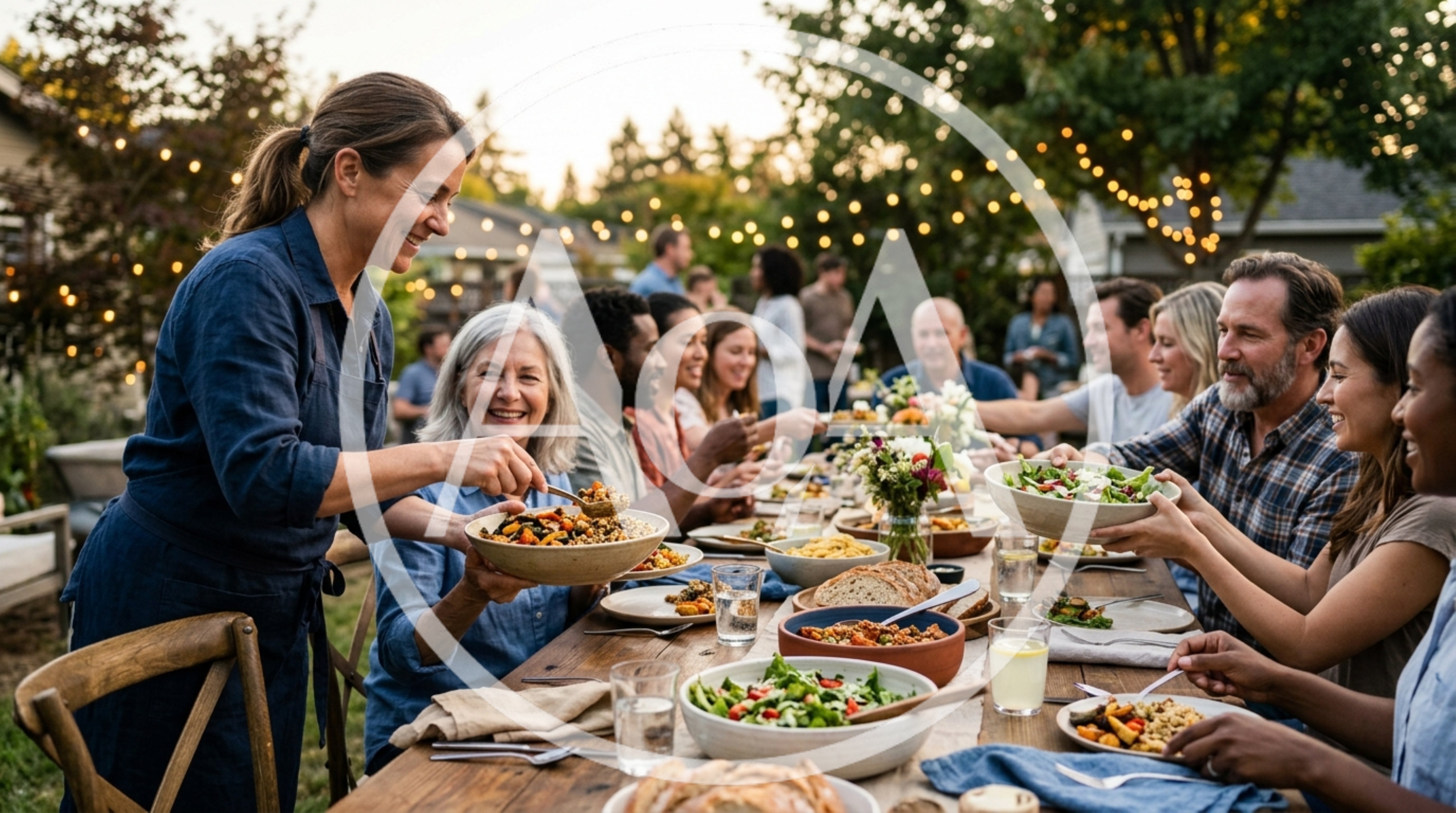Diverse Group Enjoying Outdoor Dinner Party