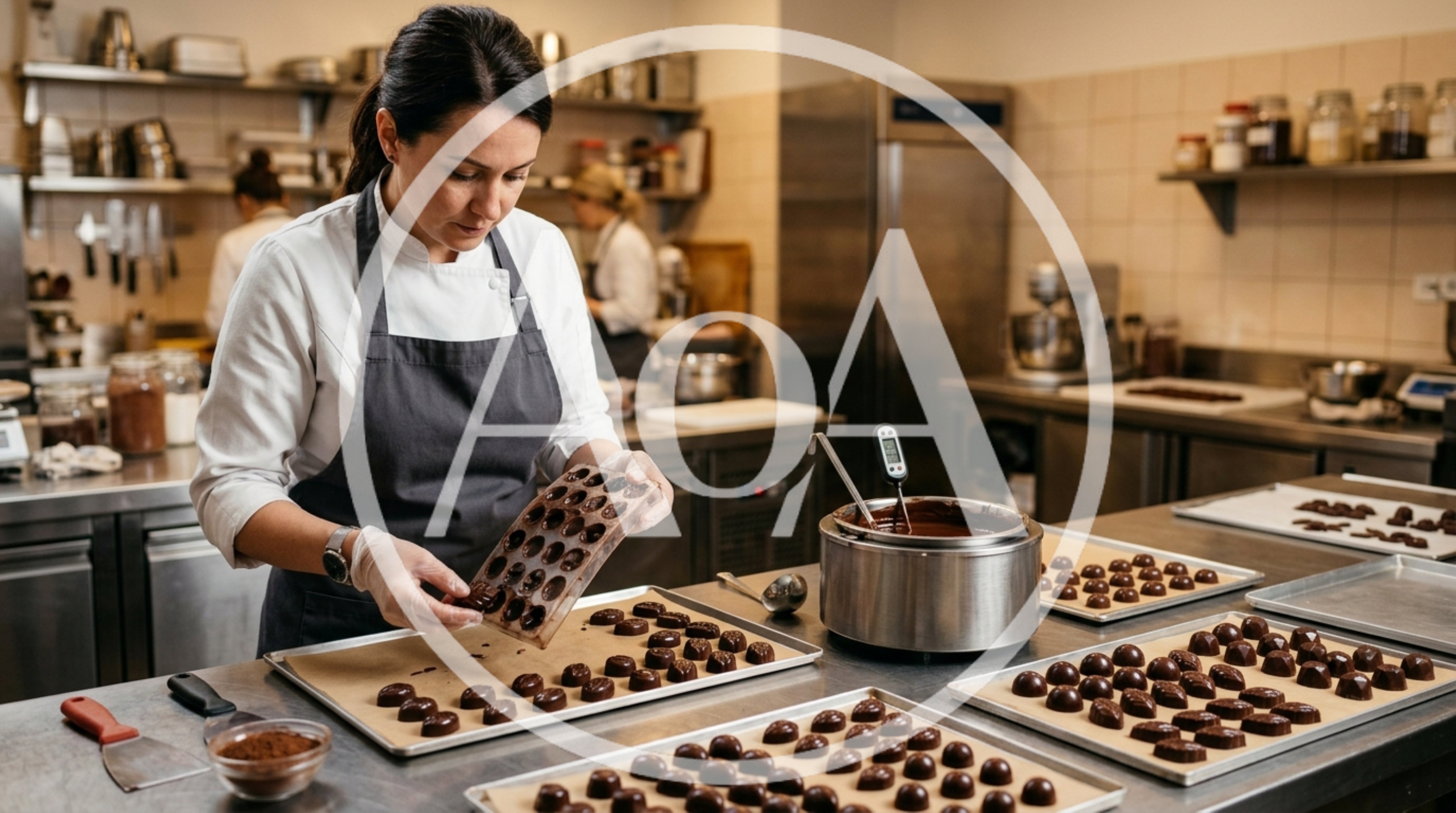 Professional Chocolatier Working in a Commercial Kitchen