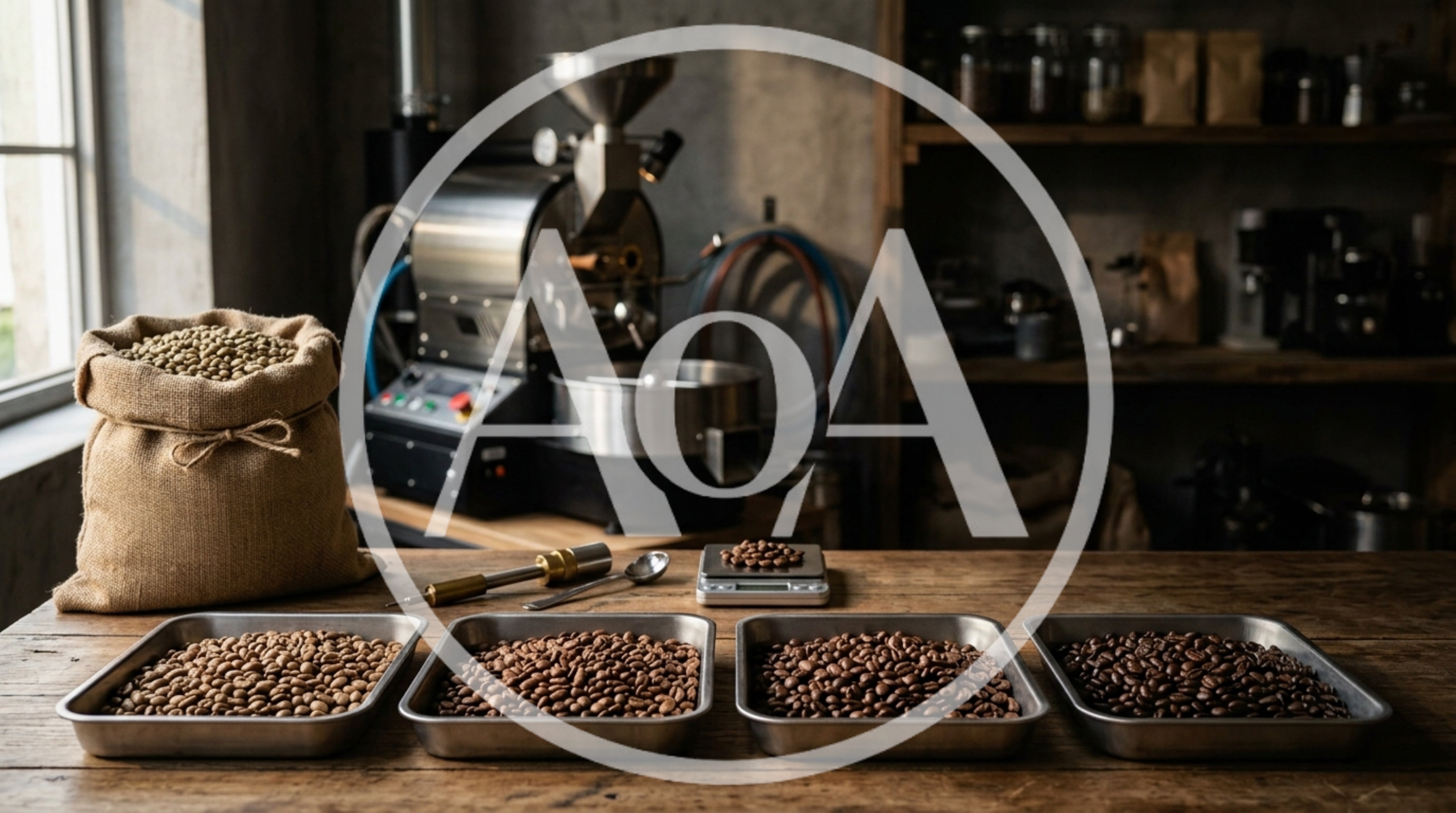 Coffee Roasting Process With Beans In Trays