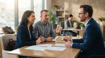 Couple Consulting With Real Estate Agent In Office