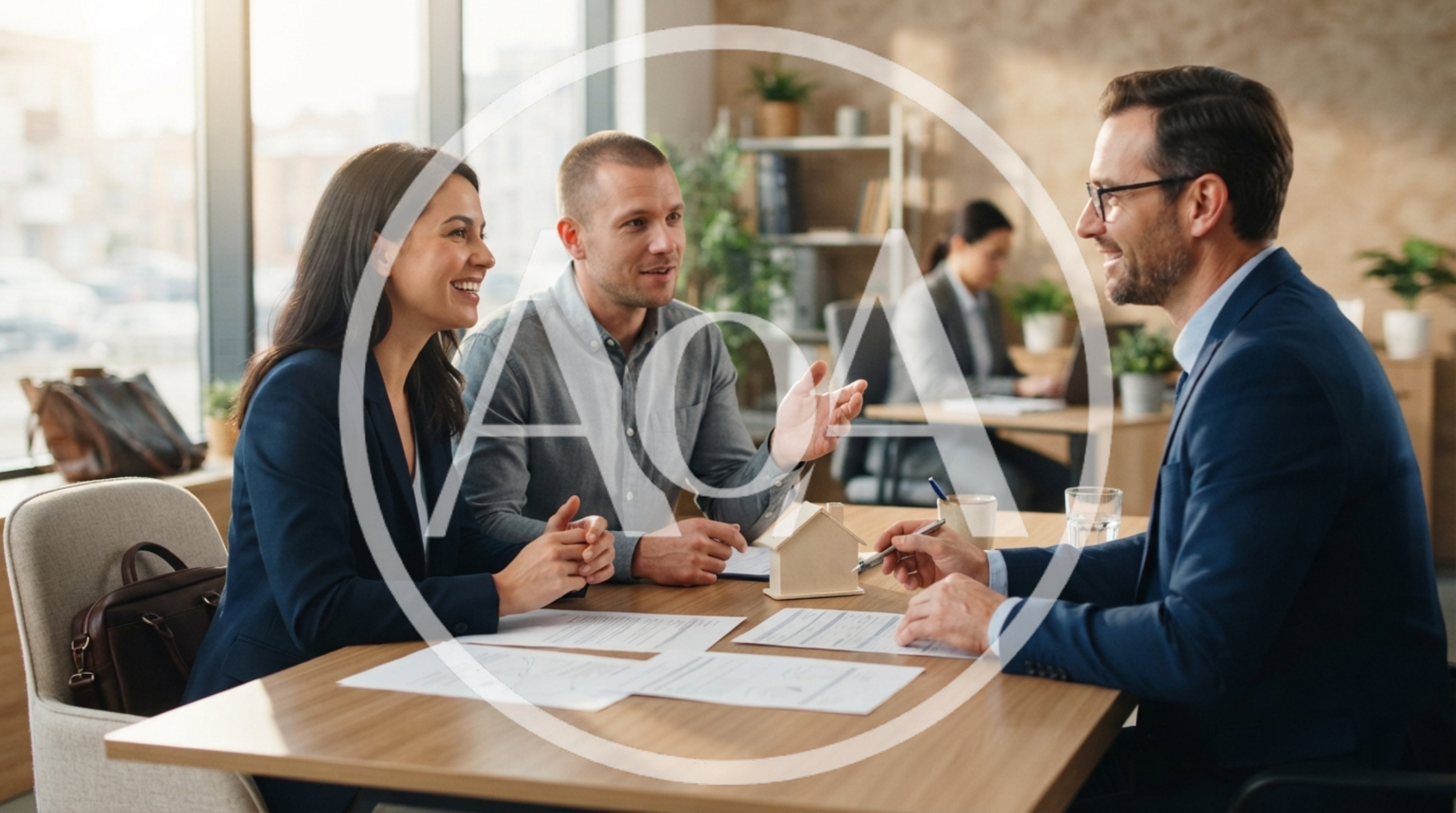 Couple Consulting With Real Estate Agent In Office