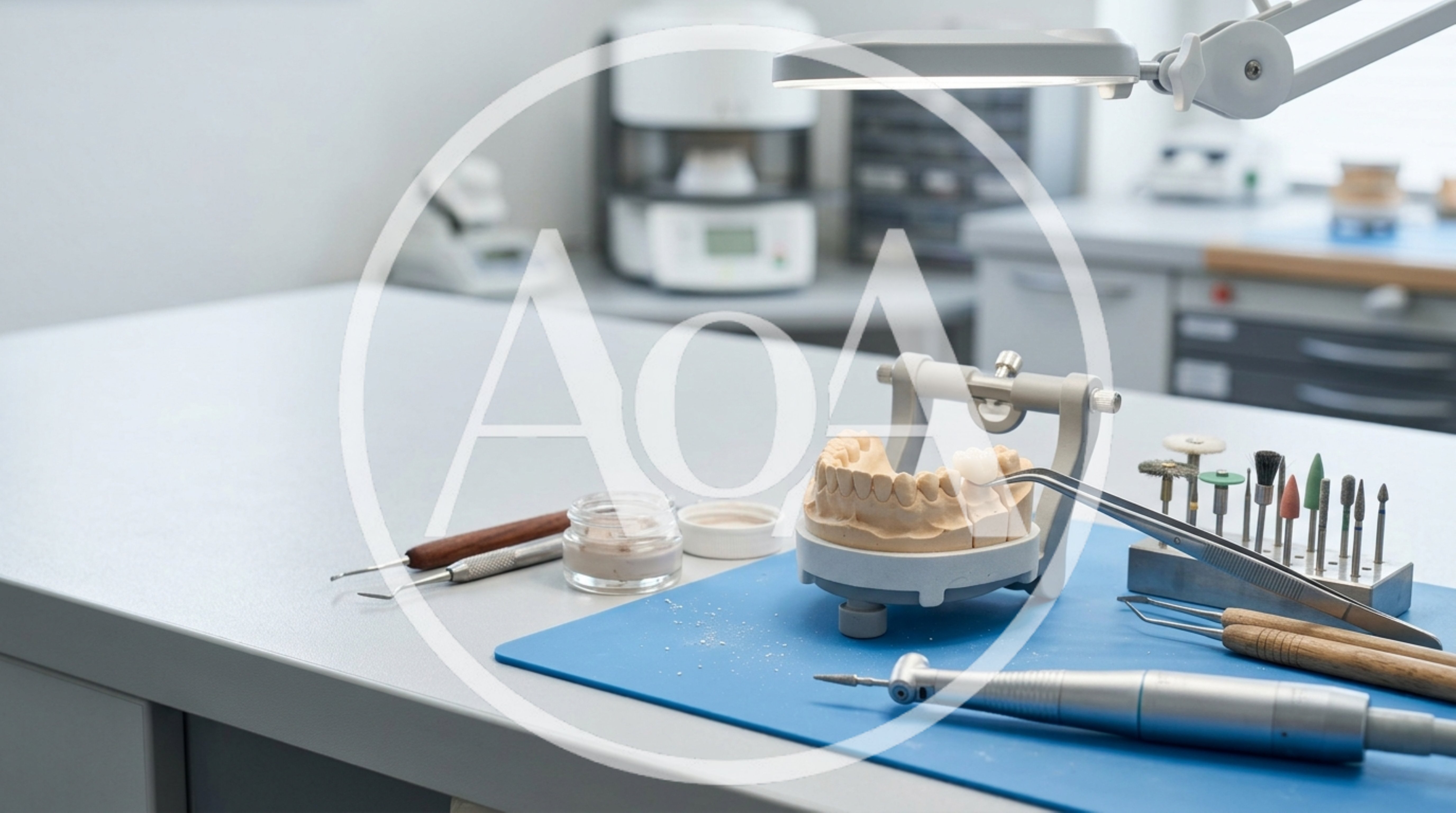 Dental Technician Working On A Ceramic Crown Model