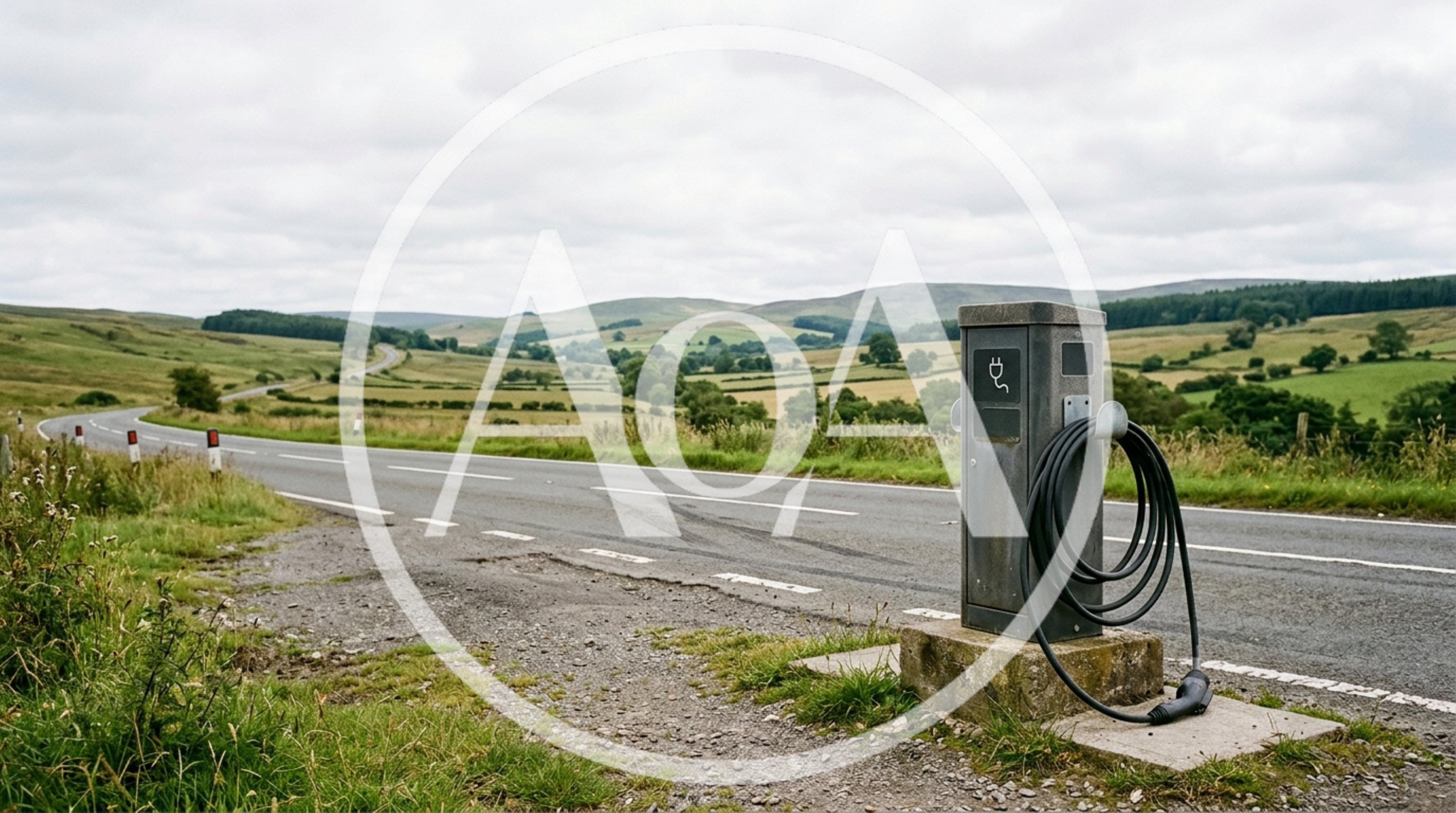 Electric Vehicle Charging Station On A Rural Road
