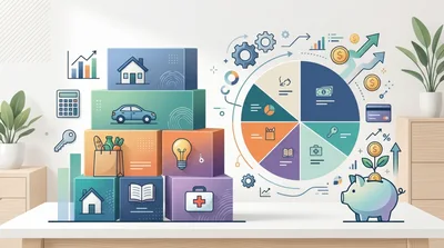 Financial Planning Concept With Blocks And Pie Chart