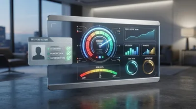 Futuristic Digital Credit Score Dashboard Interface