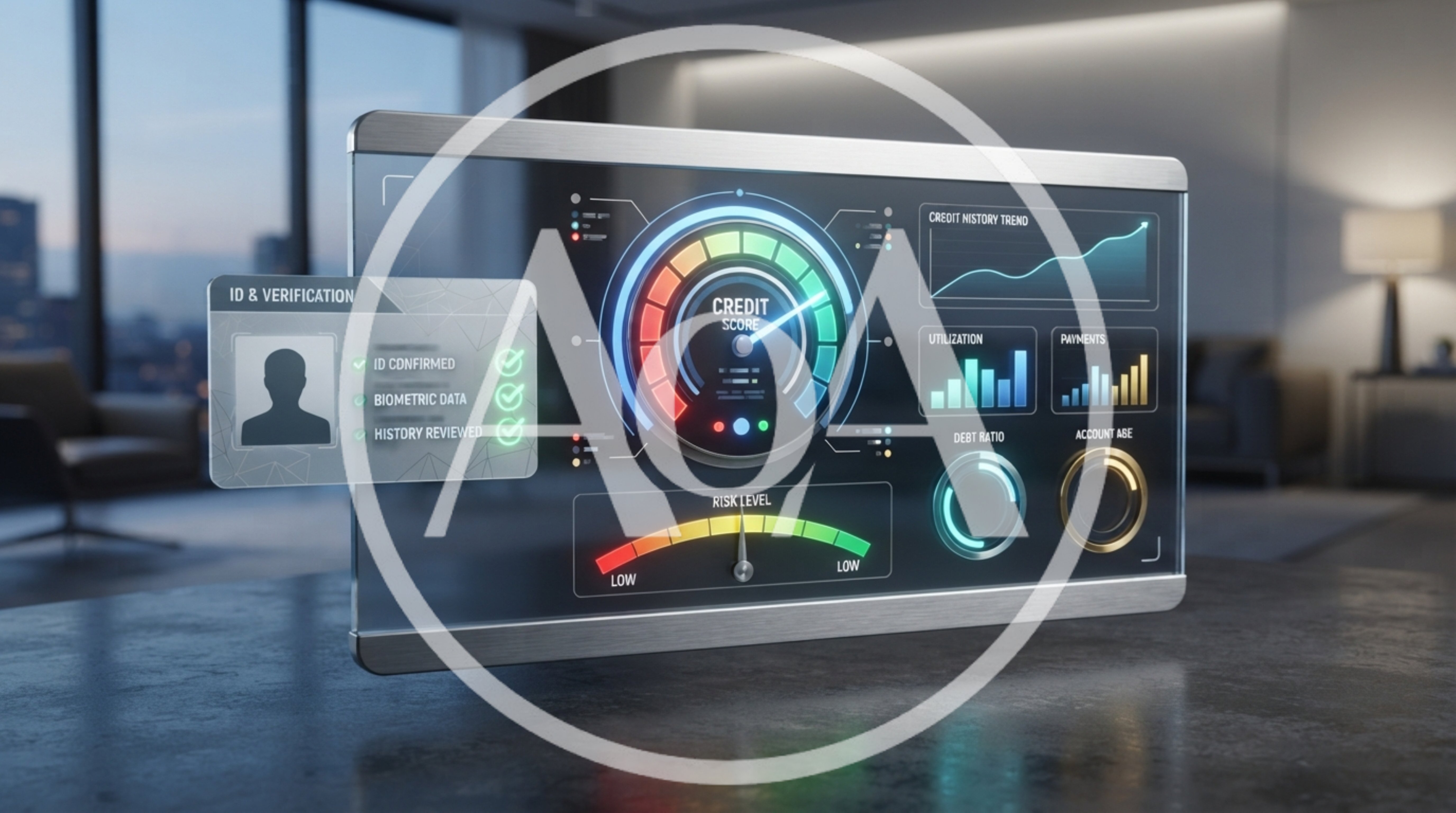 Futuristic Digital Credit Score Dashboard Interface