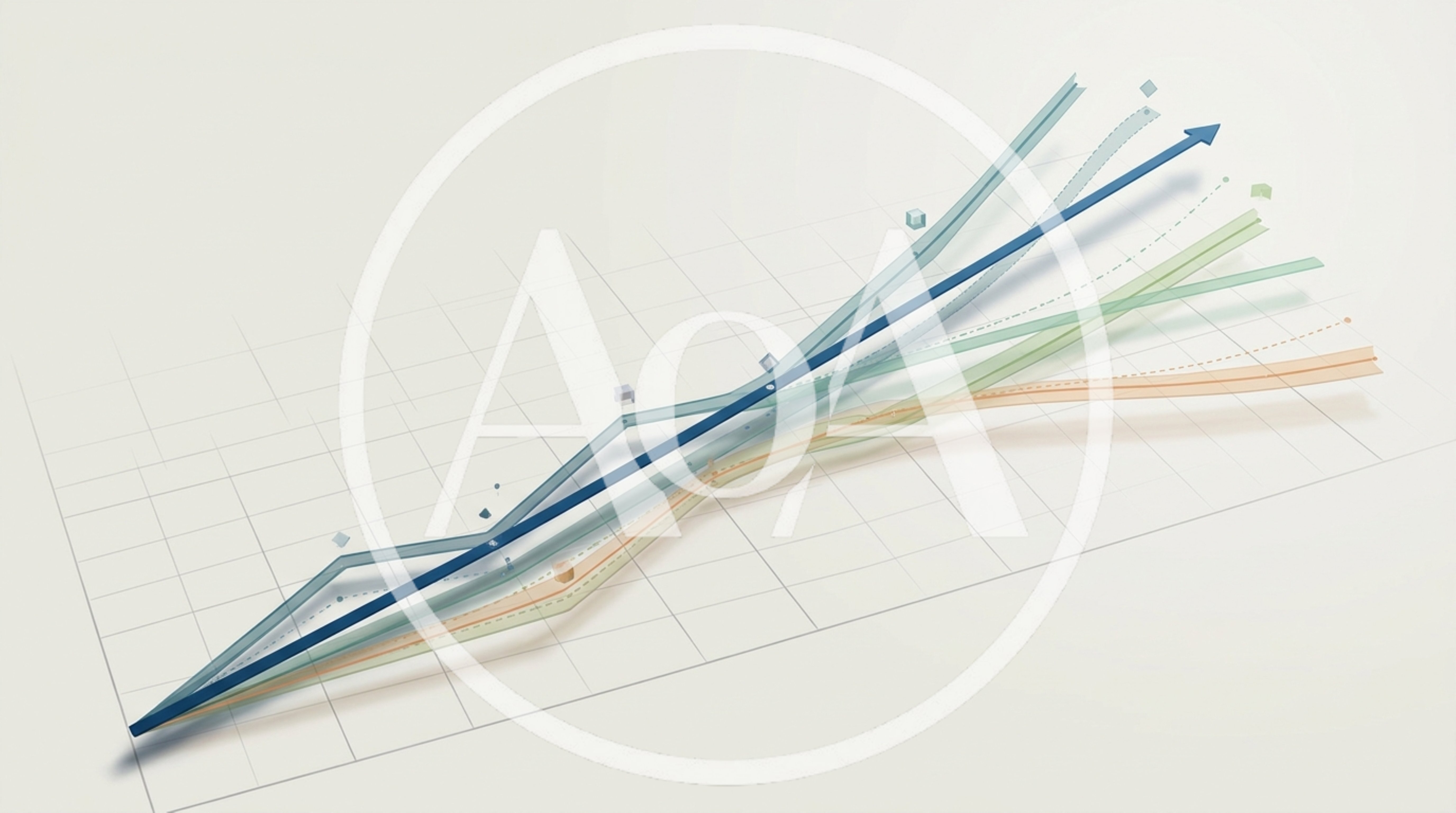 Abstract 3D Growth Chart With Rising Trend Lines
