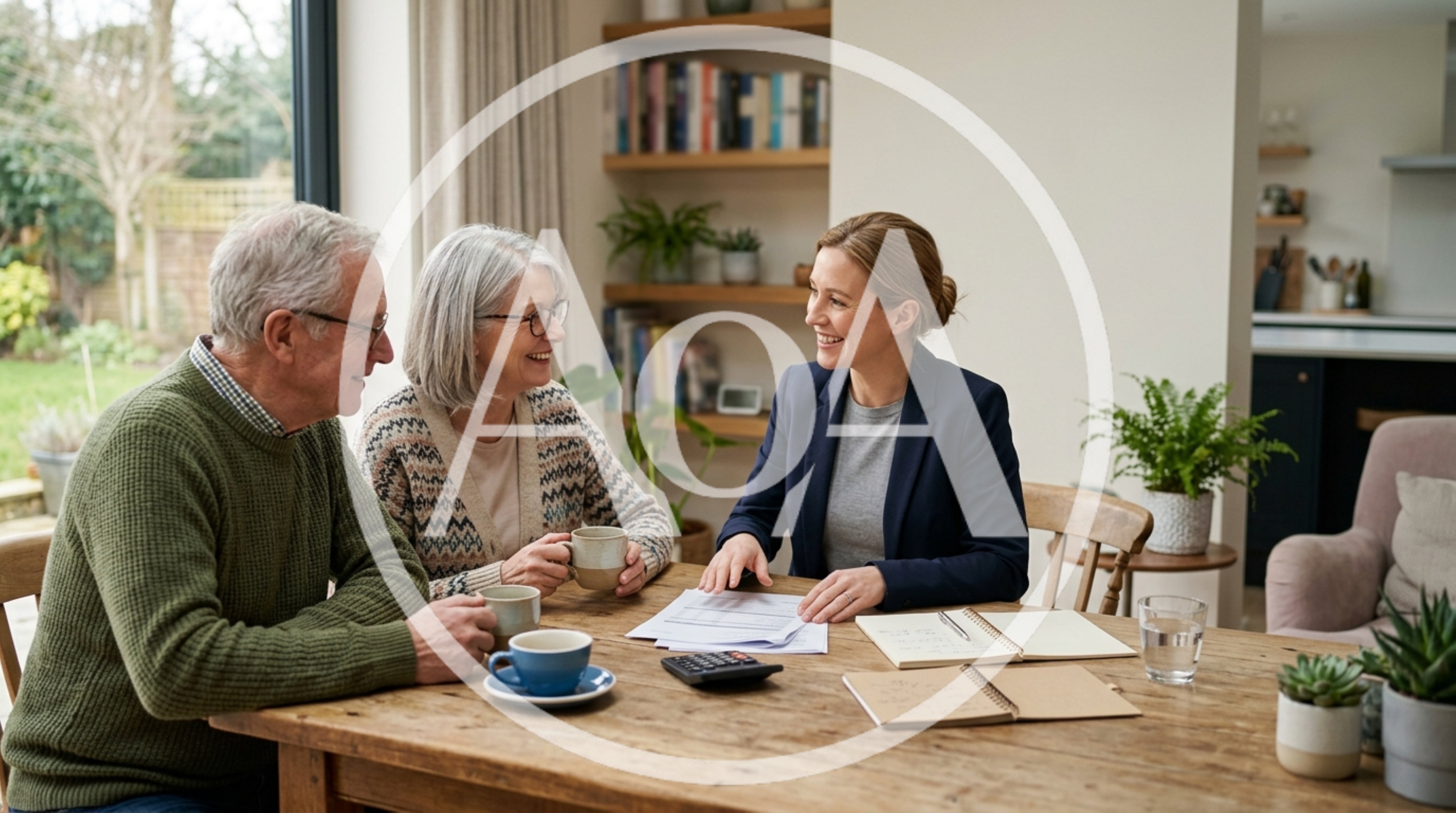 Financial Advisor Consulting With Senior Couple At Home