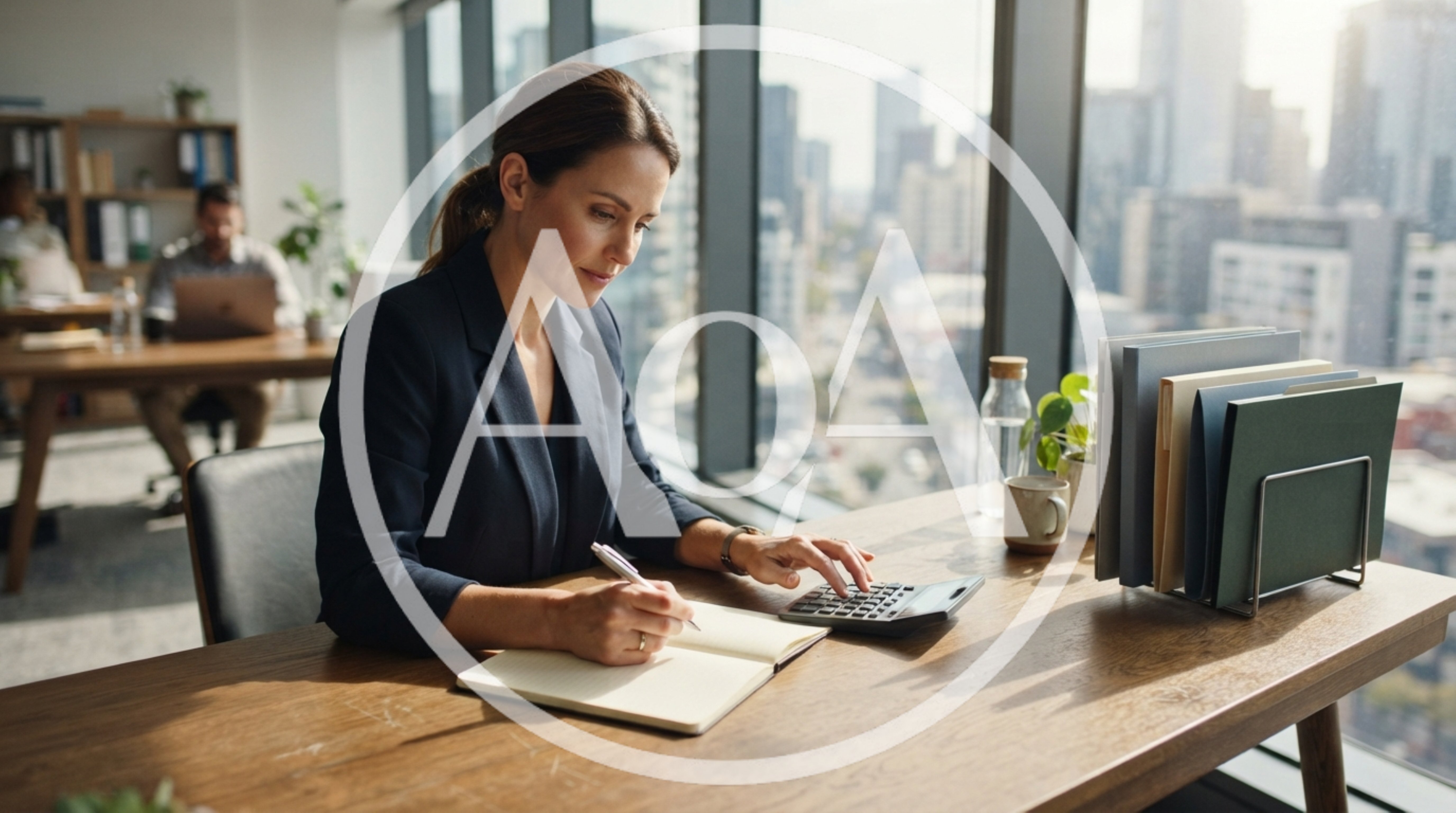Professional Businesswoman Working at Desk in Modern Office