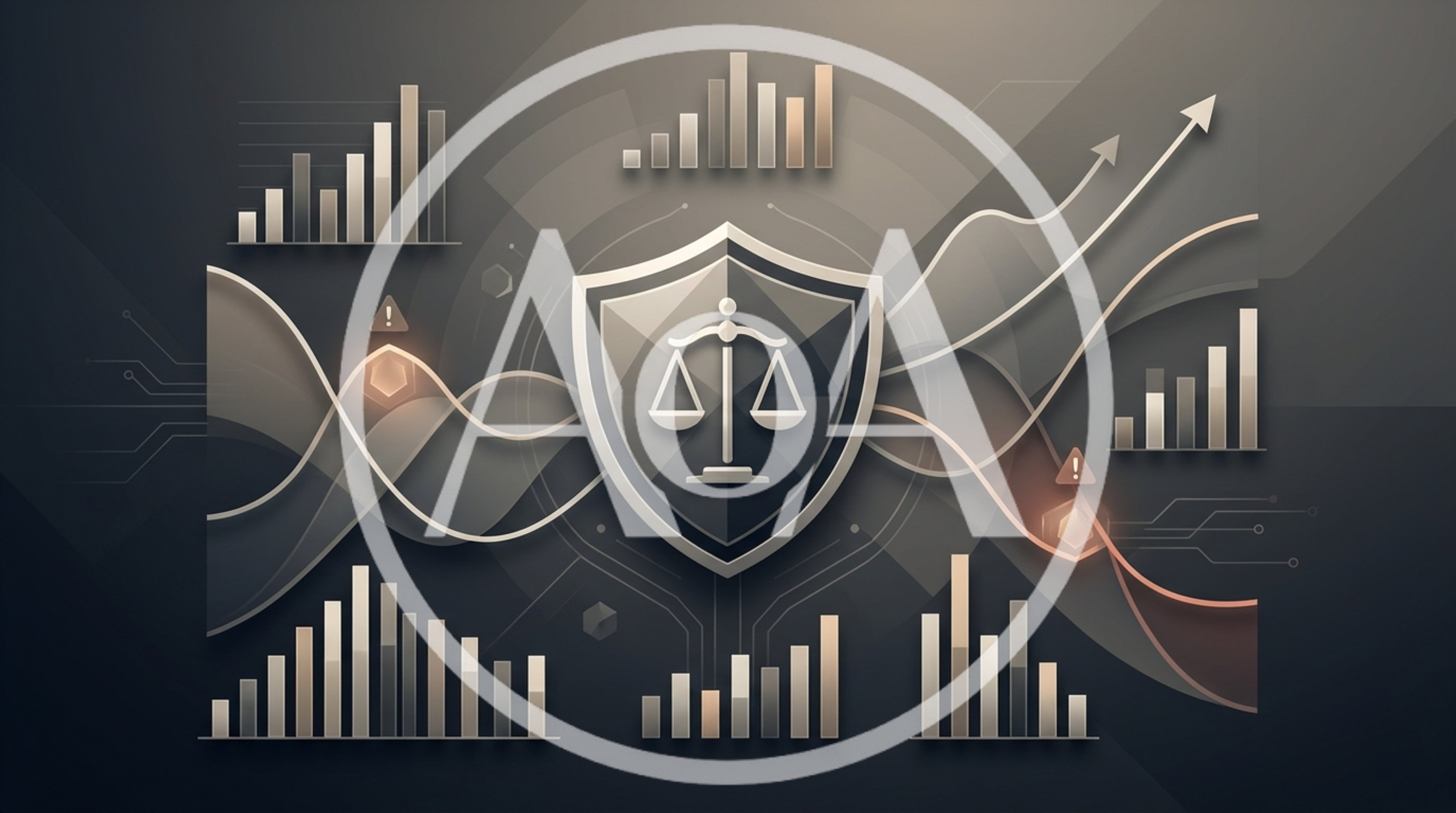 Digital Shield With Scales Of Justice And Financial Charts