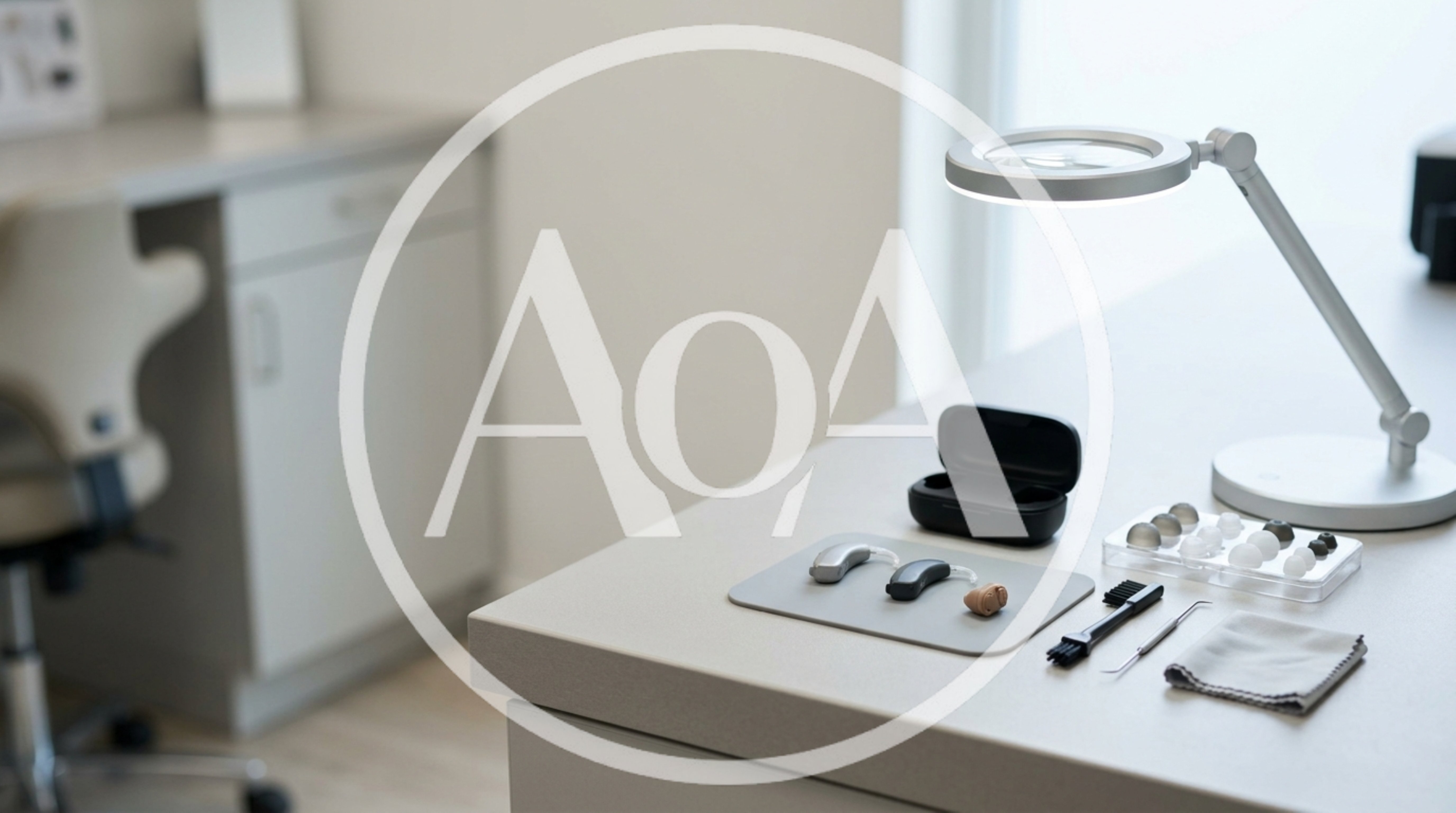 Hearing Aid Maintenance Tools On A Clinic Desk