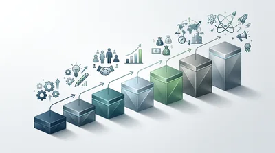 Business Growth Concept With Isometric Blocks And Icons