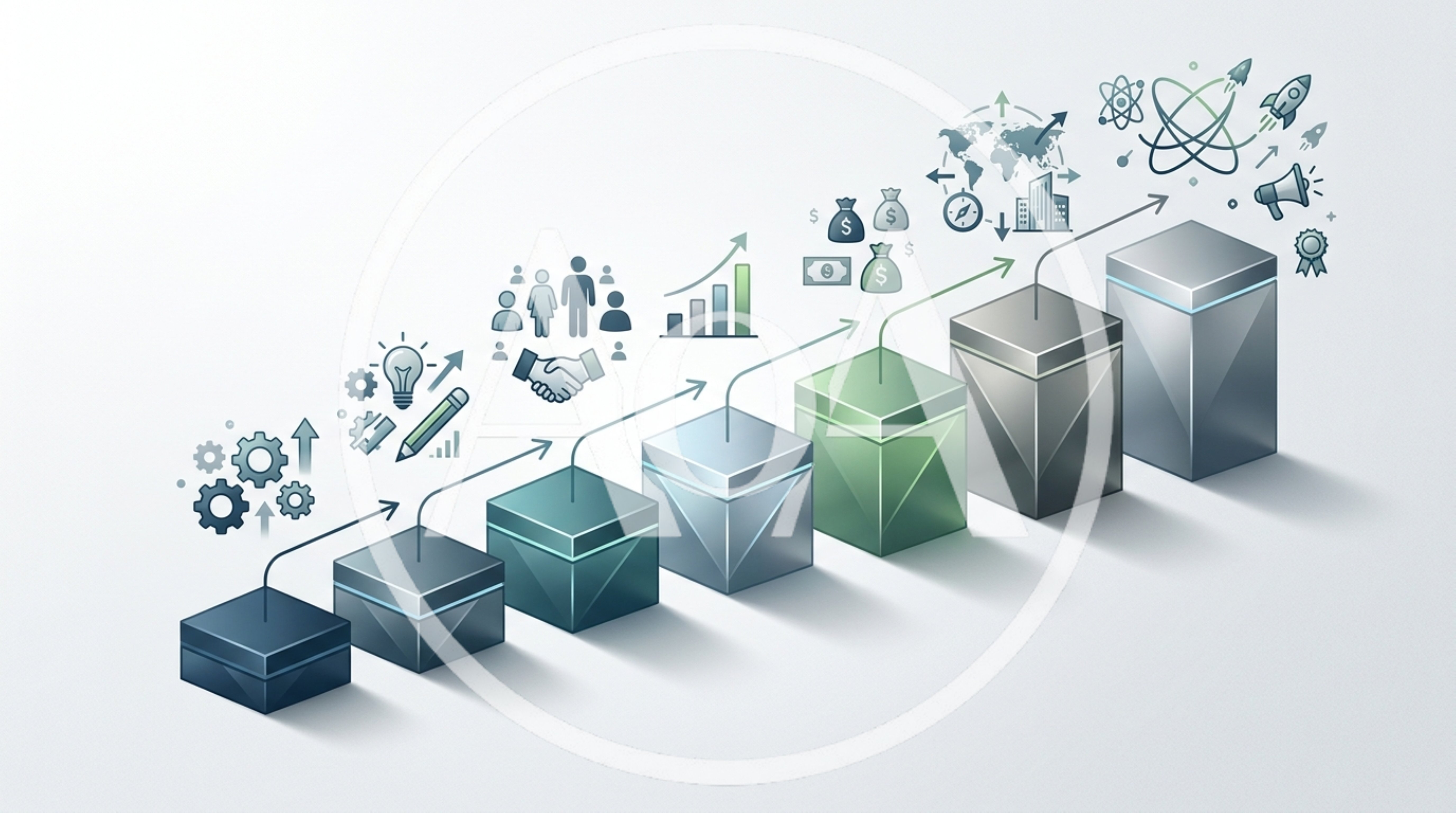 Business Growth Concept With Isometric Blocks And Icons