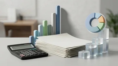 3D Business Analytics Concept With Calculator And Charts