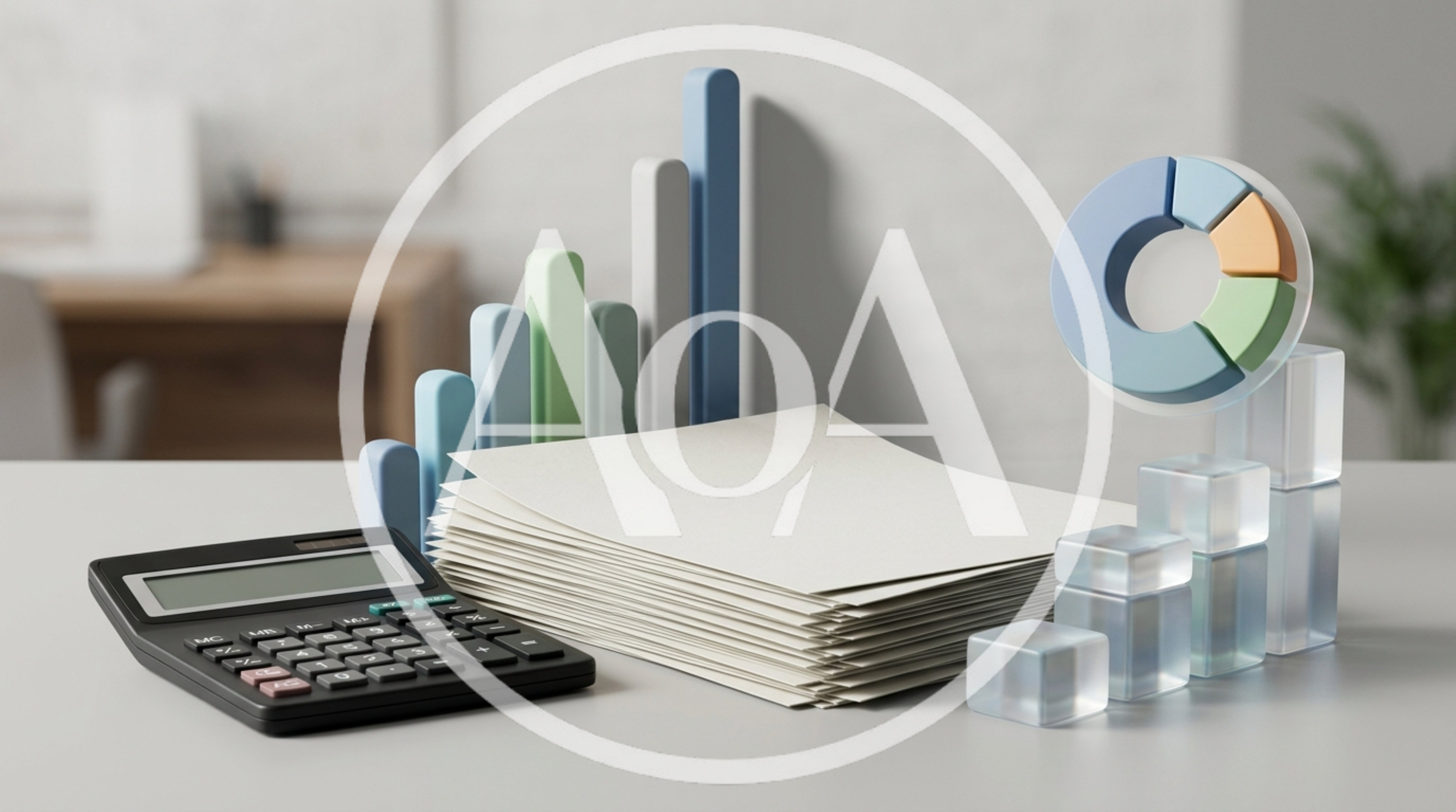 3D Business Analytics Concept With Calculator And Charts