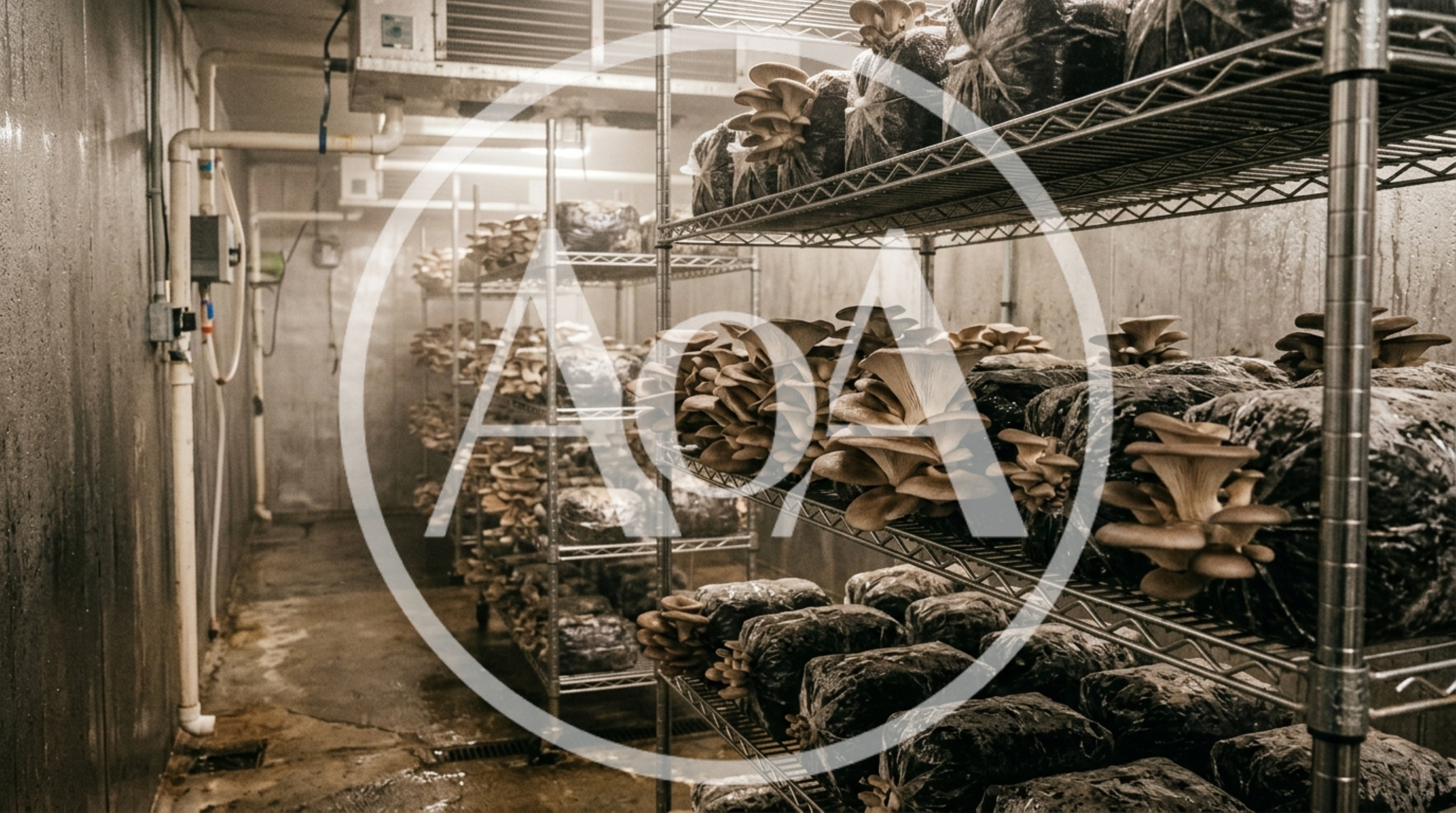 Commercial Mushroom Farm Growing Oyster Mushrooms