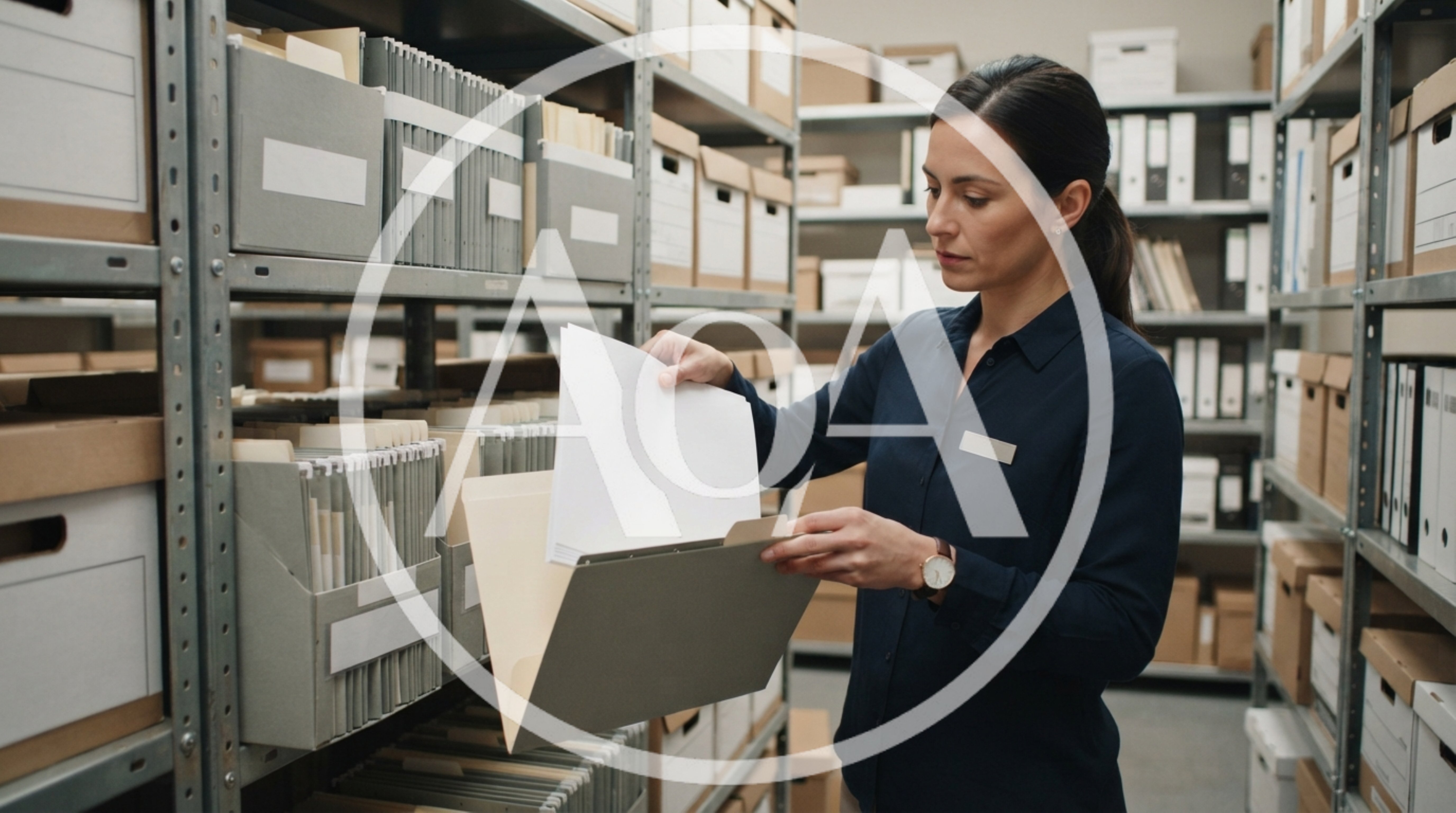 Professional Archivist Organizing Documents In A Storage Facility