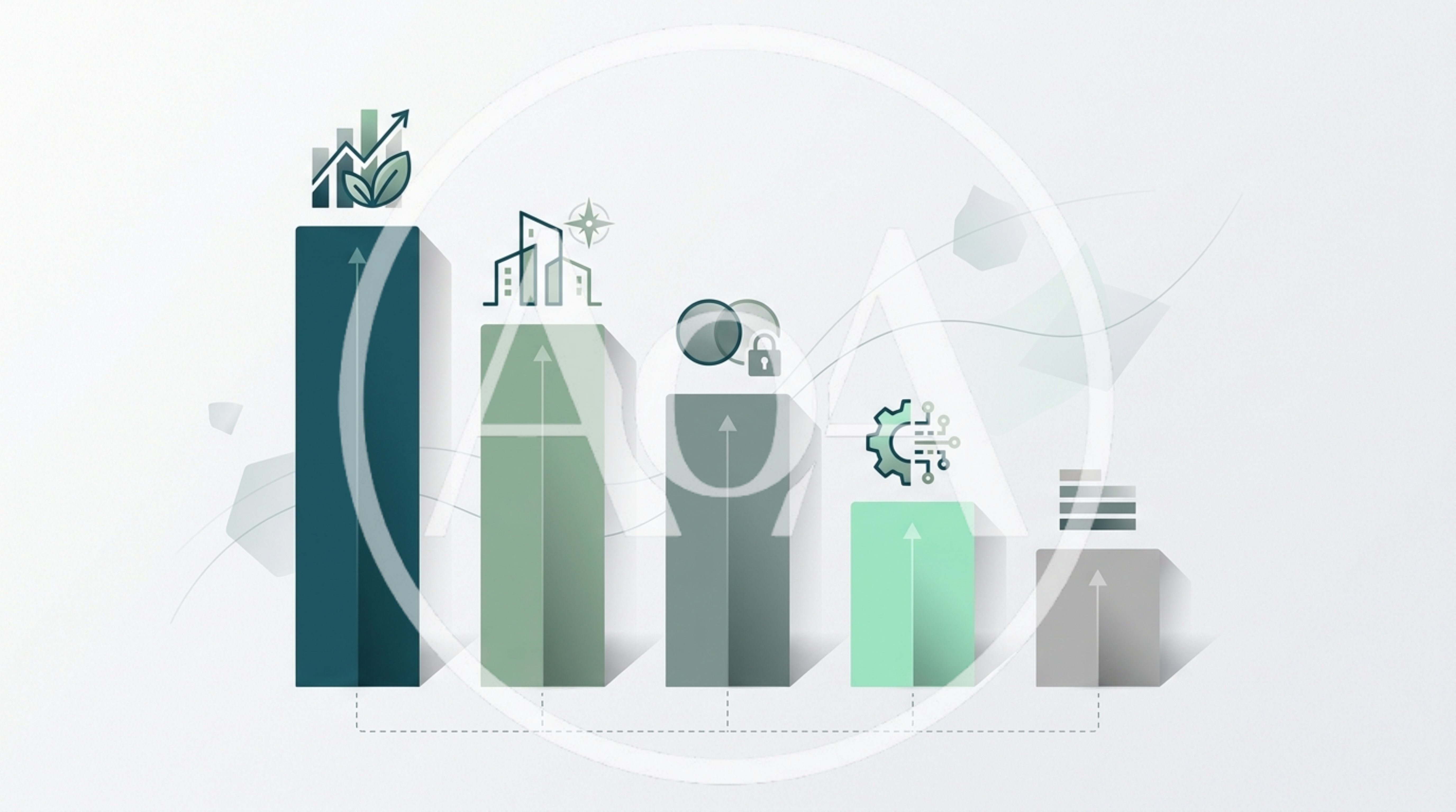 Business Growth Bar Chart With Abstract Icons