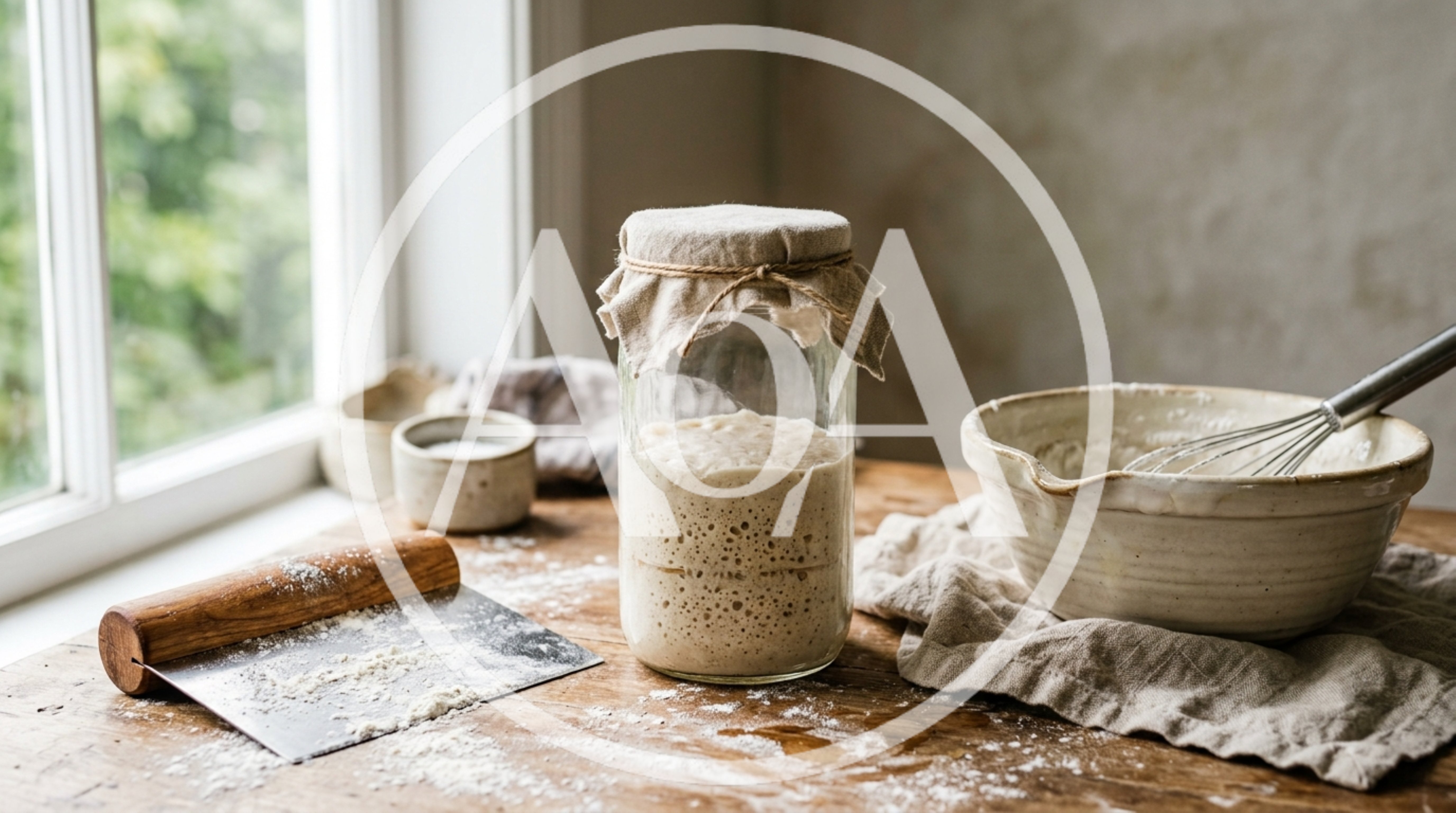 Sourdough Starter Fermenting In A Glass Jar