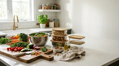 Fresh Vegetable Meal Prep In A Modern Kitchen