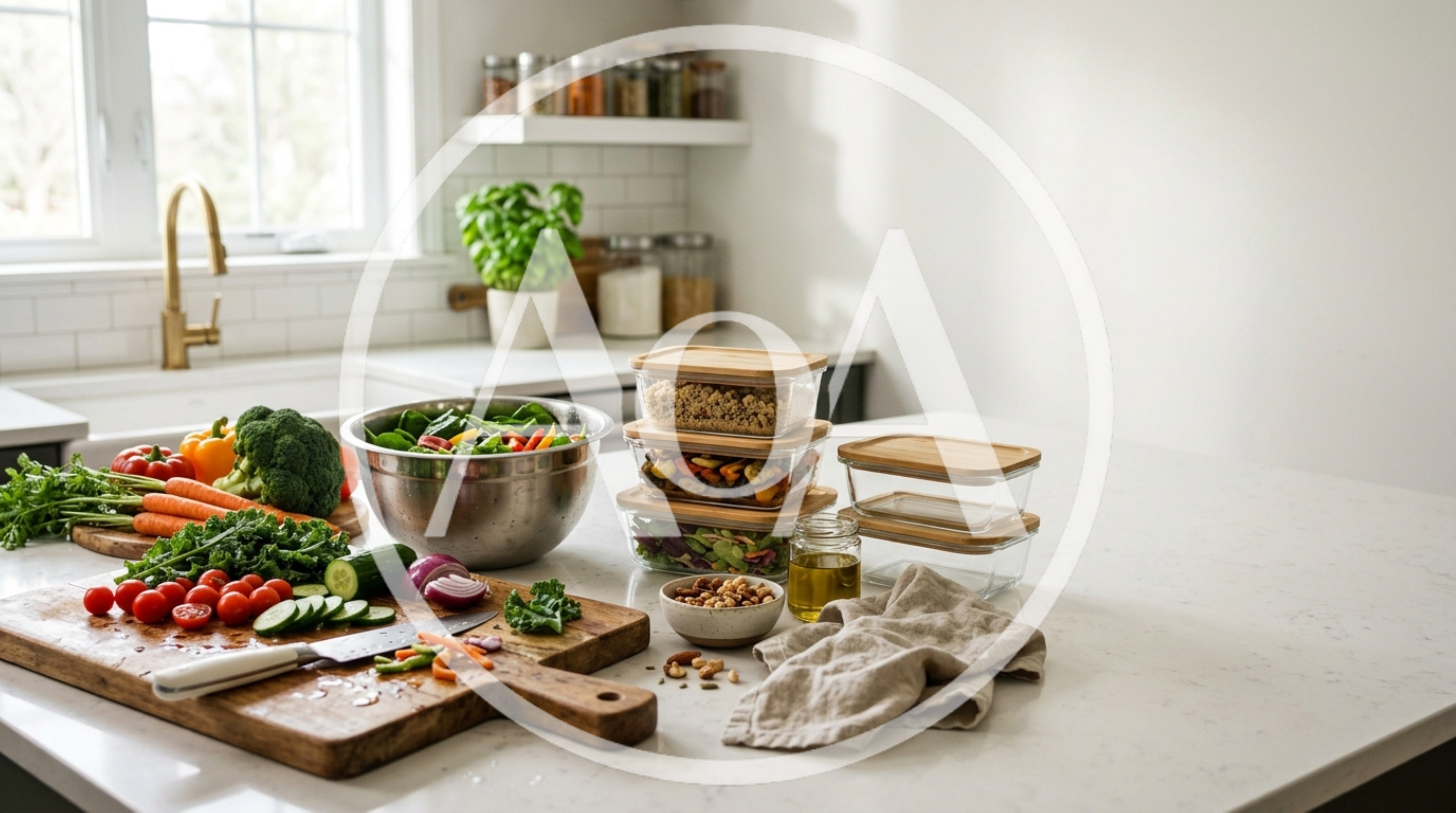 Fresh Vegetable Meal Prep In A Modern Kitchen