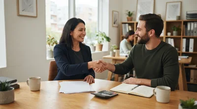 Professional Business People Handshaking In Modern Office