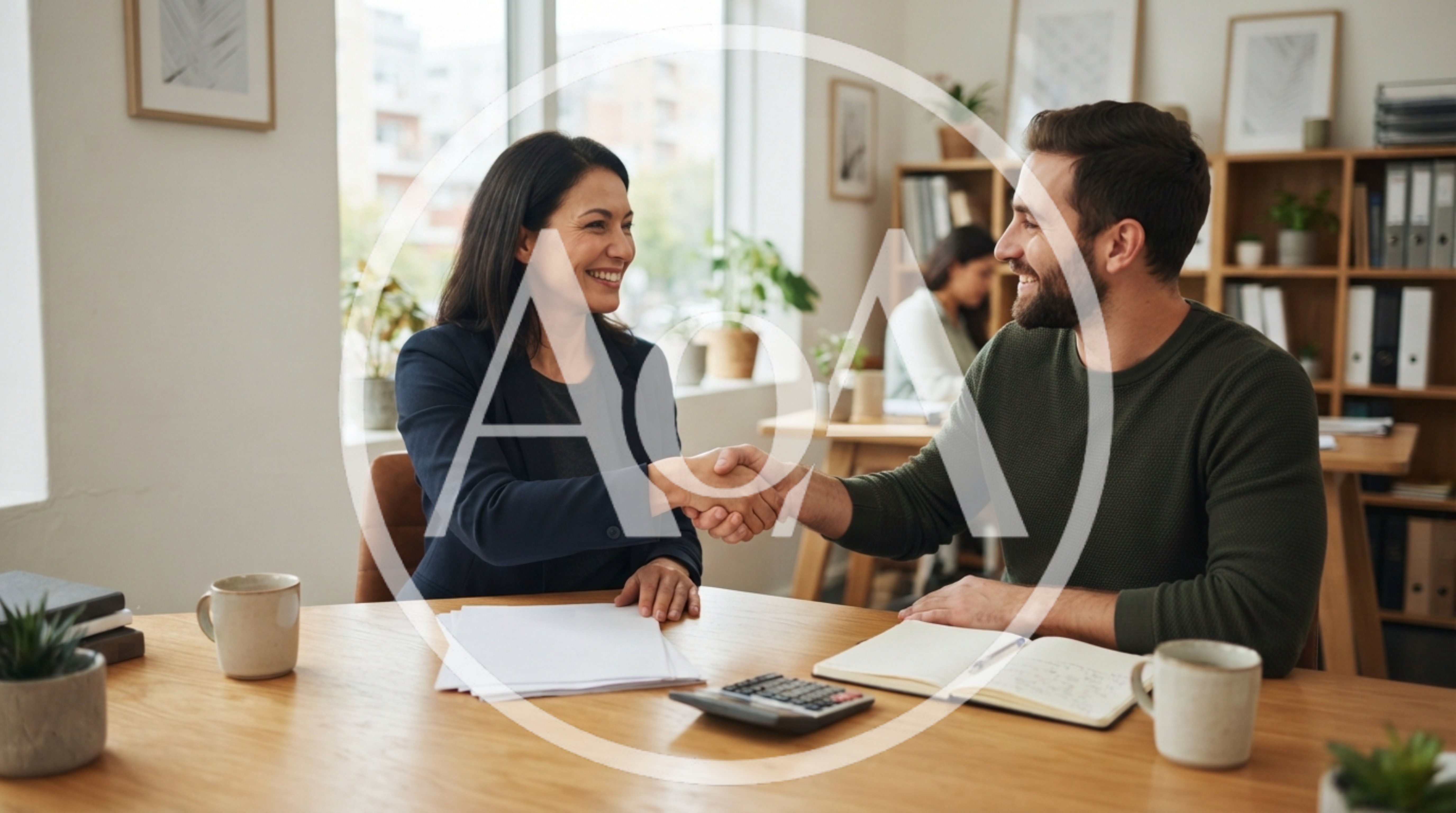 Professional Business People Handshaking In Modern Office