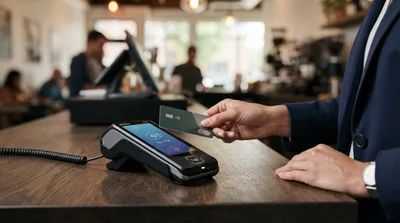 Customer Making Contactless Payment With Credit Card