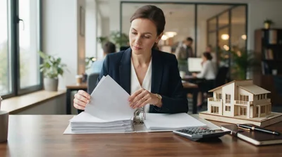 Professional Real Estate Agent Reviewing Property Documents