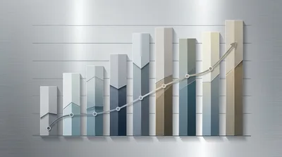 3D Bar Chart With Upward Trending Line Graph
