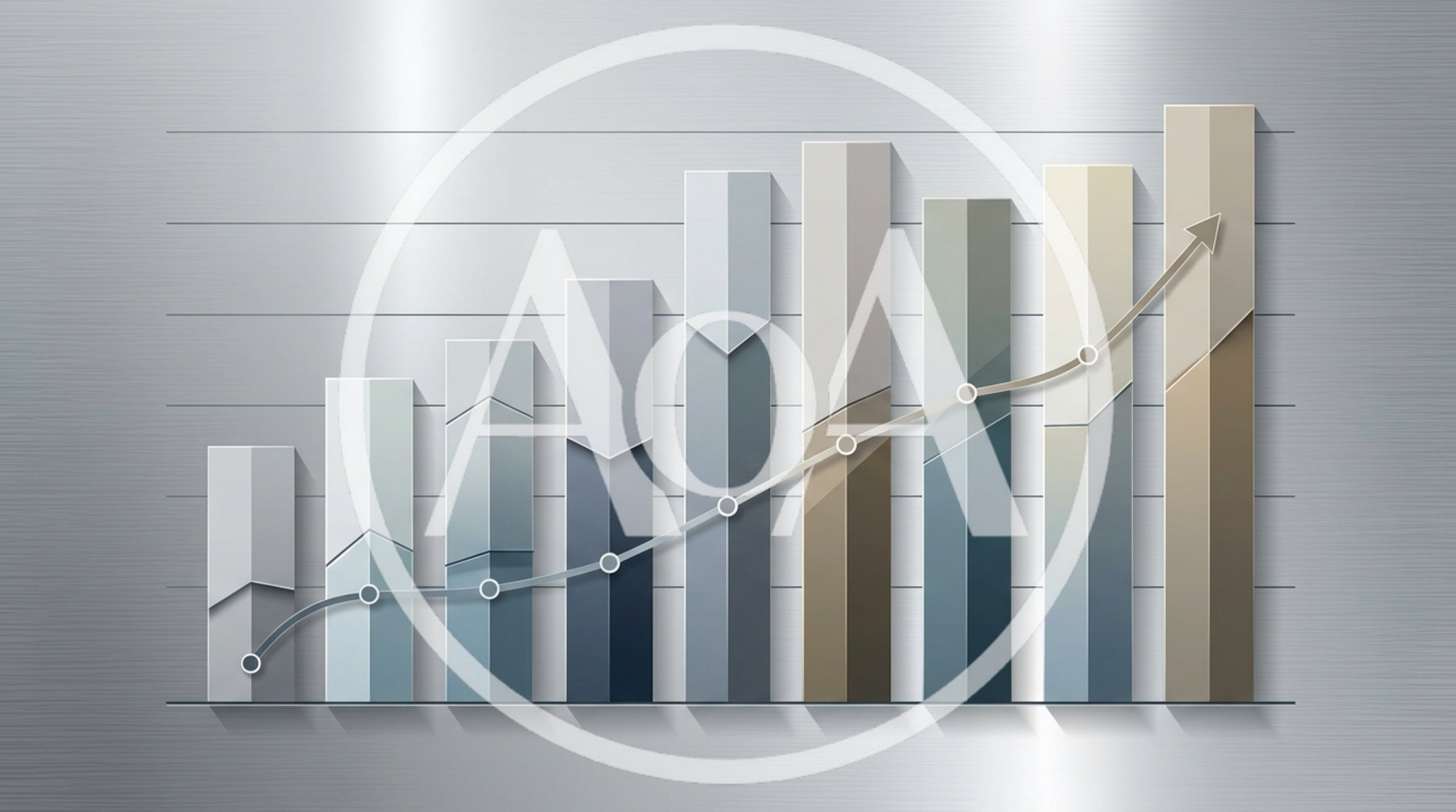 3D Bar Chart With Upward Trending Line Graph