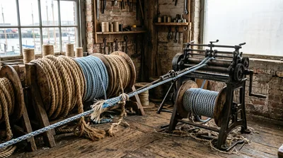 Industrial Rope Making Machine In A Historic Workshop