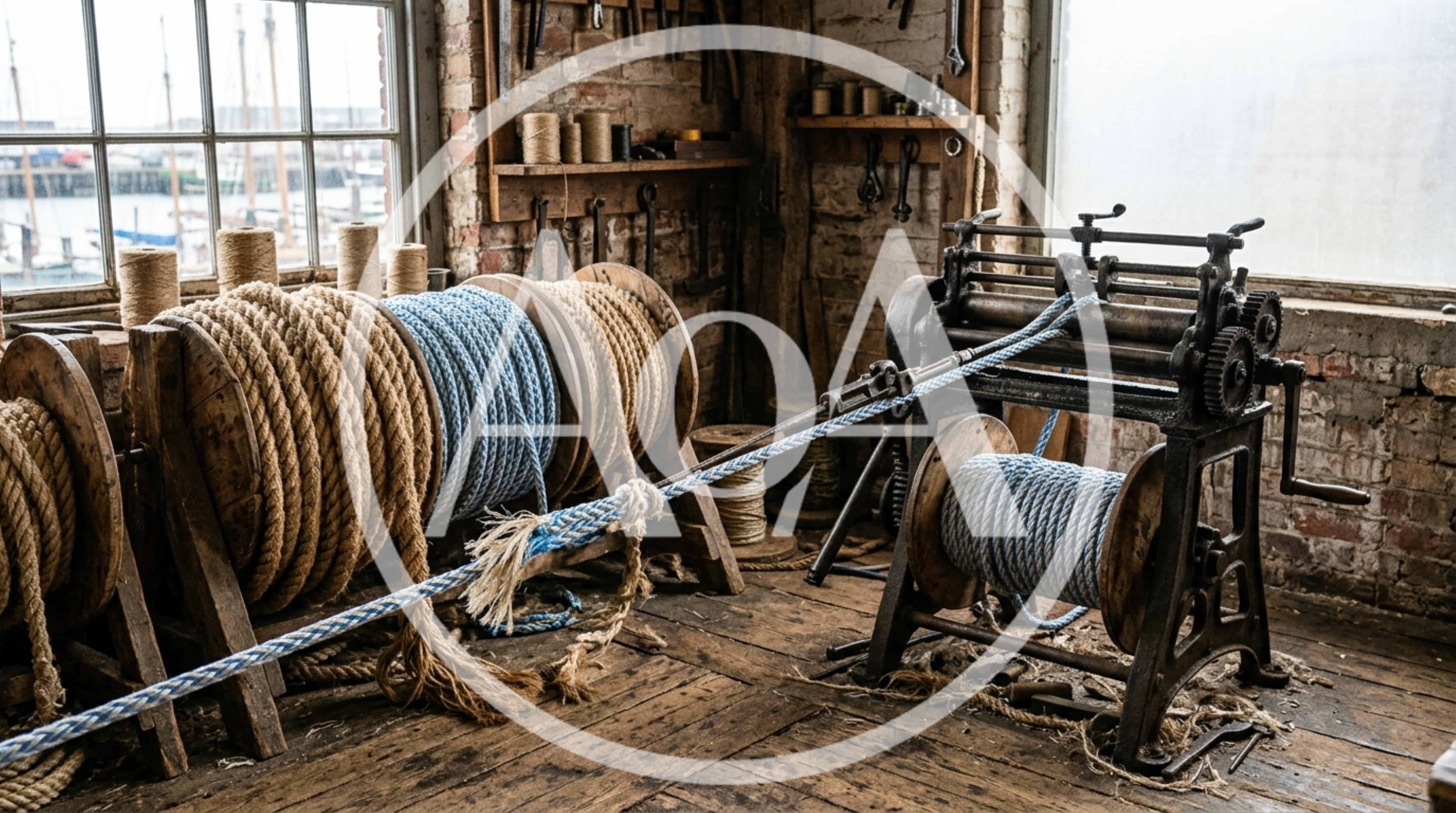 Industrial Rope Making Machine In A Historic Workshop